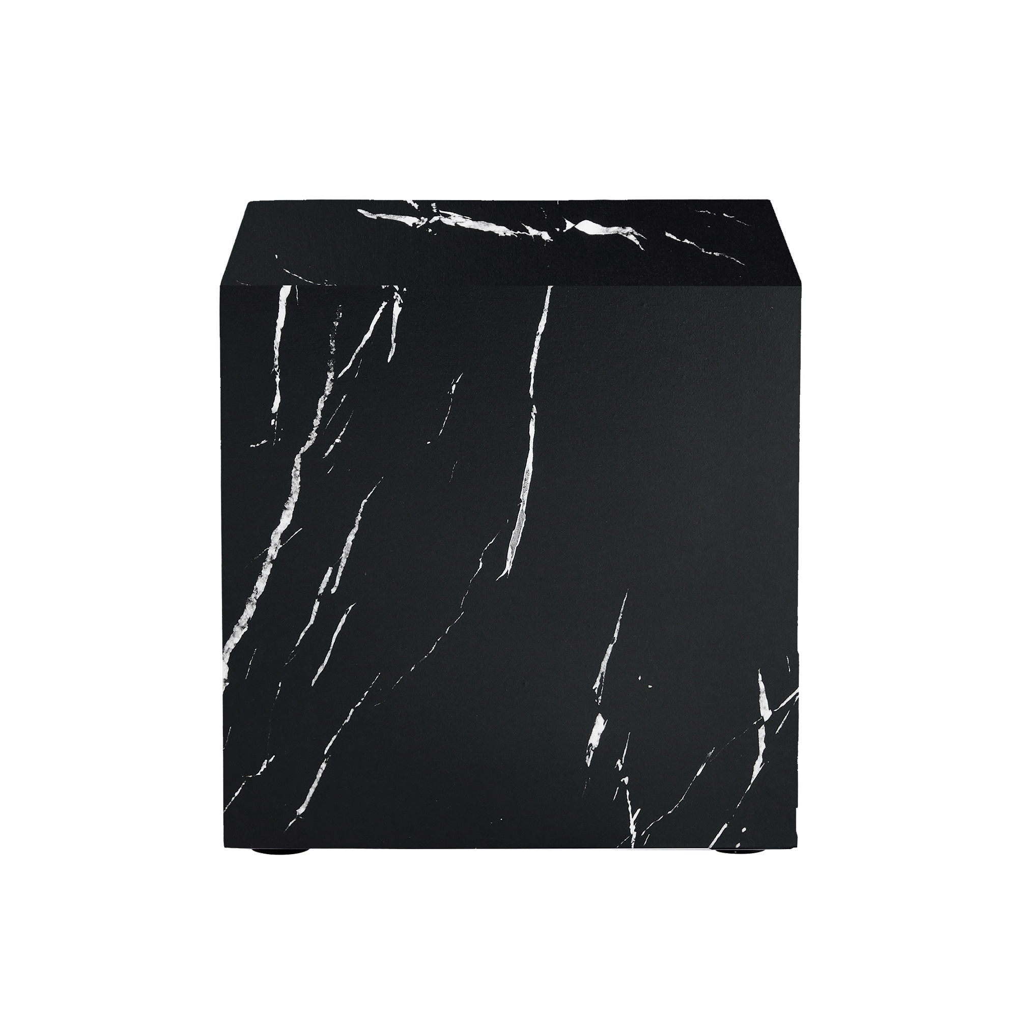 Luxurious Marble Texture Coffee Table Cube Design Elegant Living Room Accent - Black