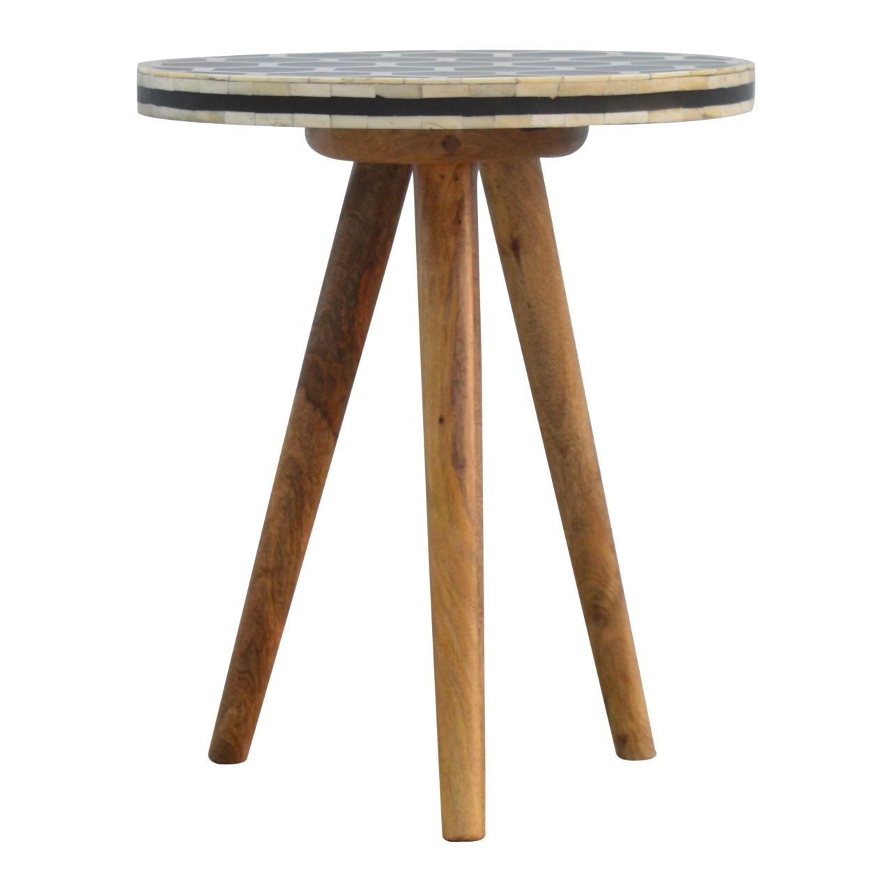 Inlay - Bone Tripod Stool - Beige / White