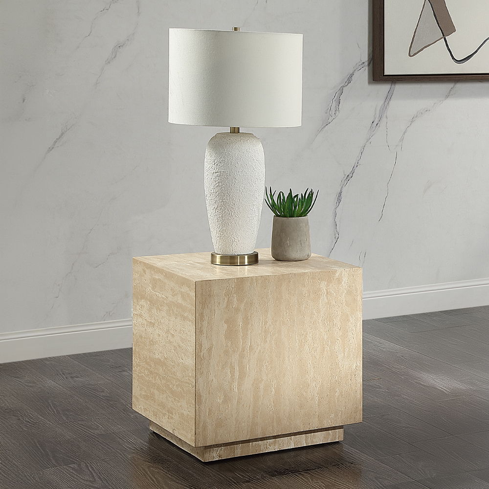 ACME Deon - End Table - Beige Travertine | Meri Furniture