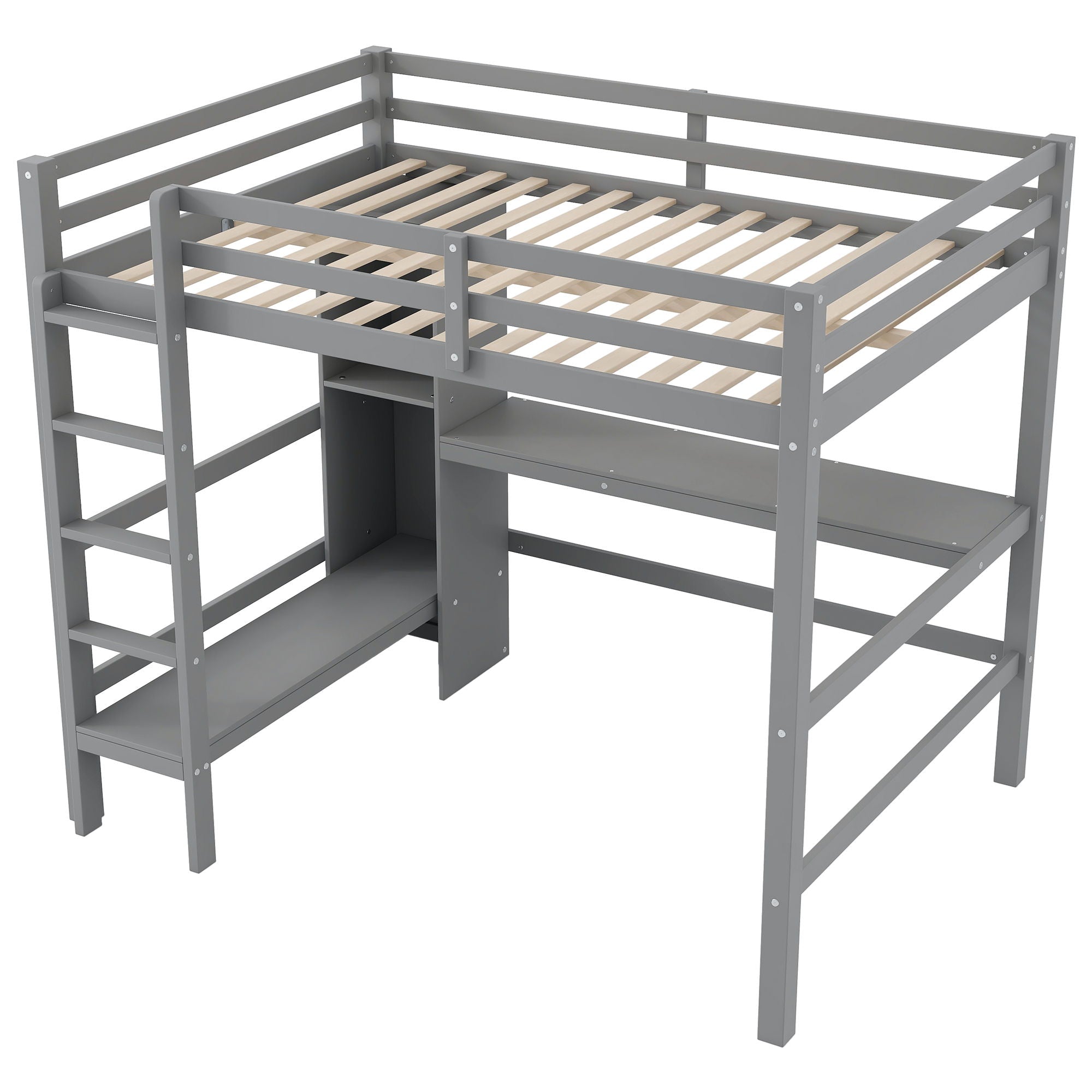 Loft Bed With Built In Desk And Multifunction Shelves