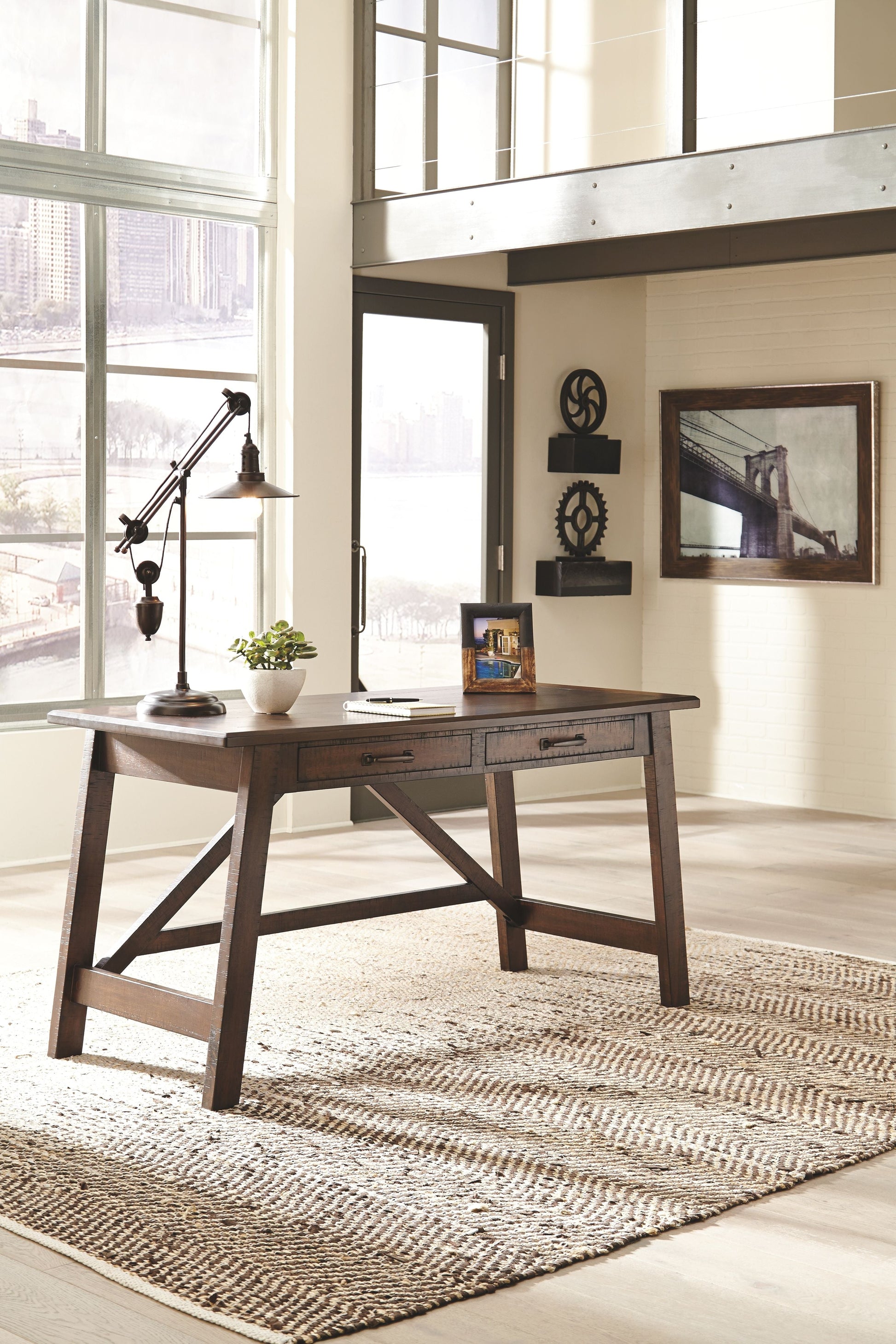 Ashley Furniture Baldridge - Rustic Brown - Home Office Large Leg Desk | Meri Furniture