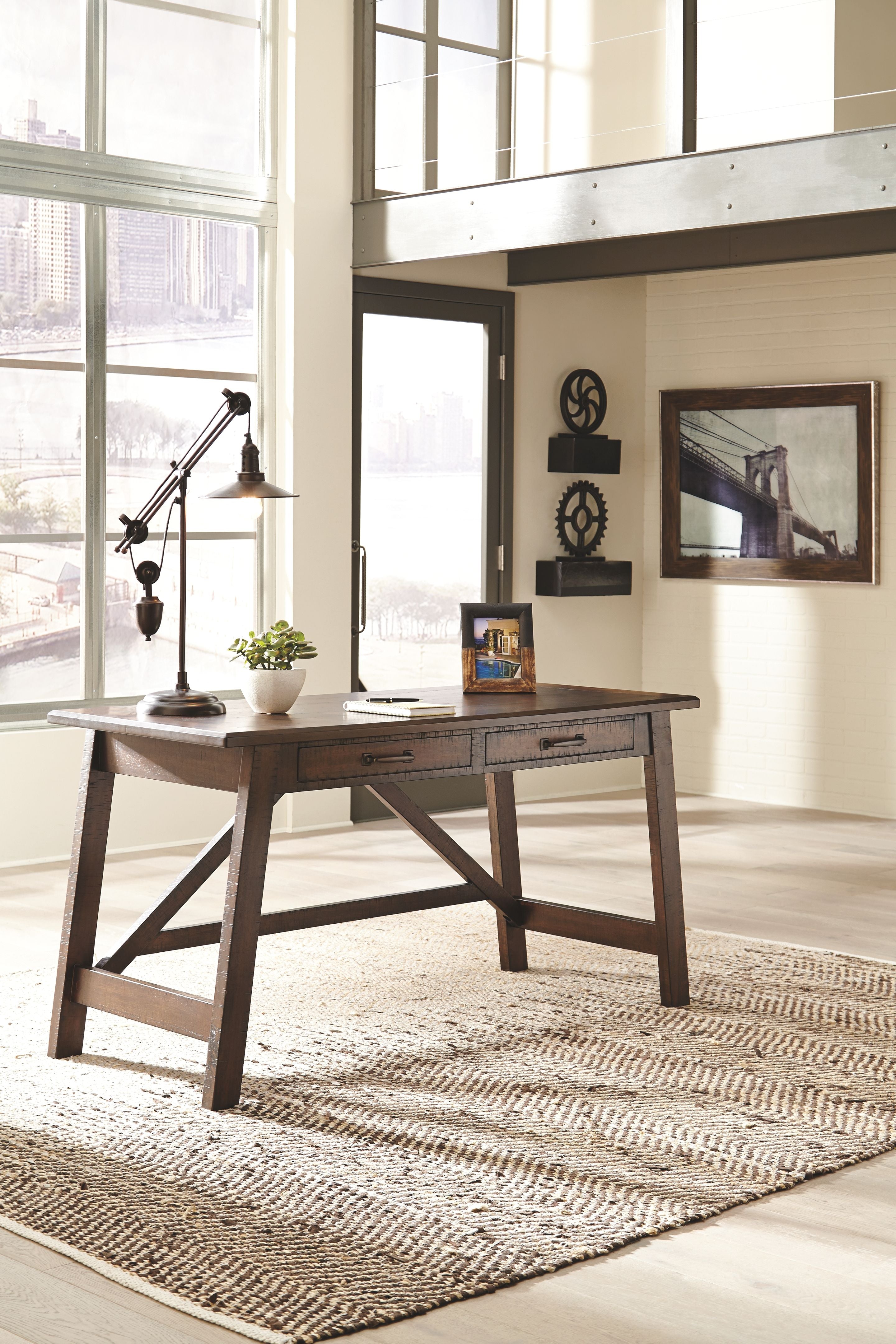Ashley Furniture Baldridge - Rustic Brown - Home Office Large Leg Desk | Meri Furniture