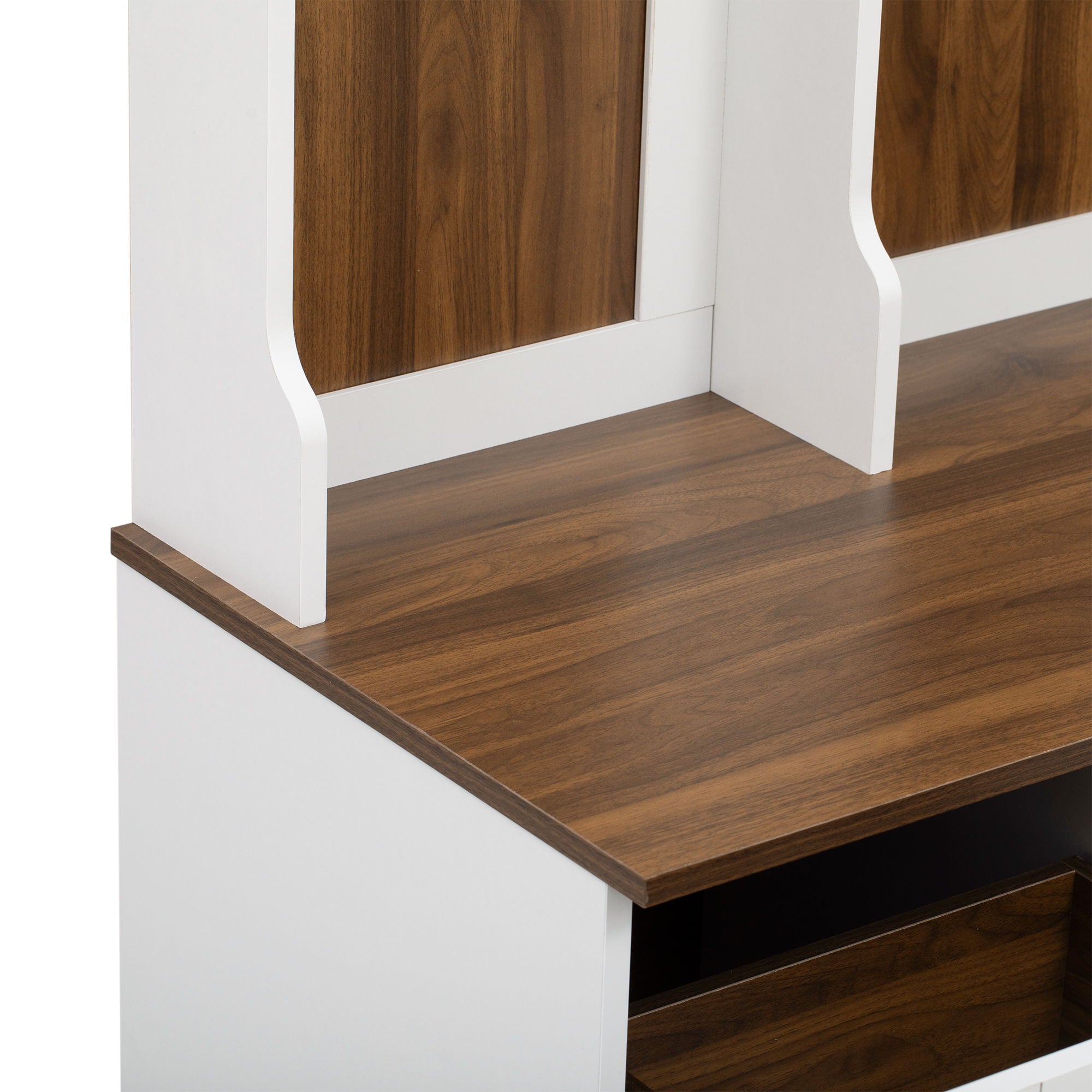 5 In 1 Entryway Bench With Coat Rack, 7 Sturdy Hooks, 2 Spacious Drawers And Adjustable Shelves