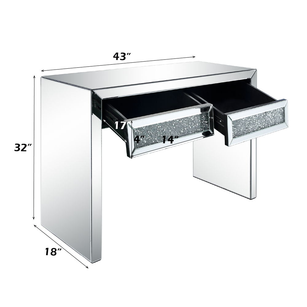 Noralie - Console Table Faux Diamonds - Mirrored