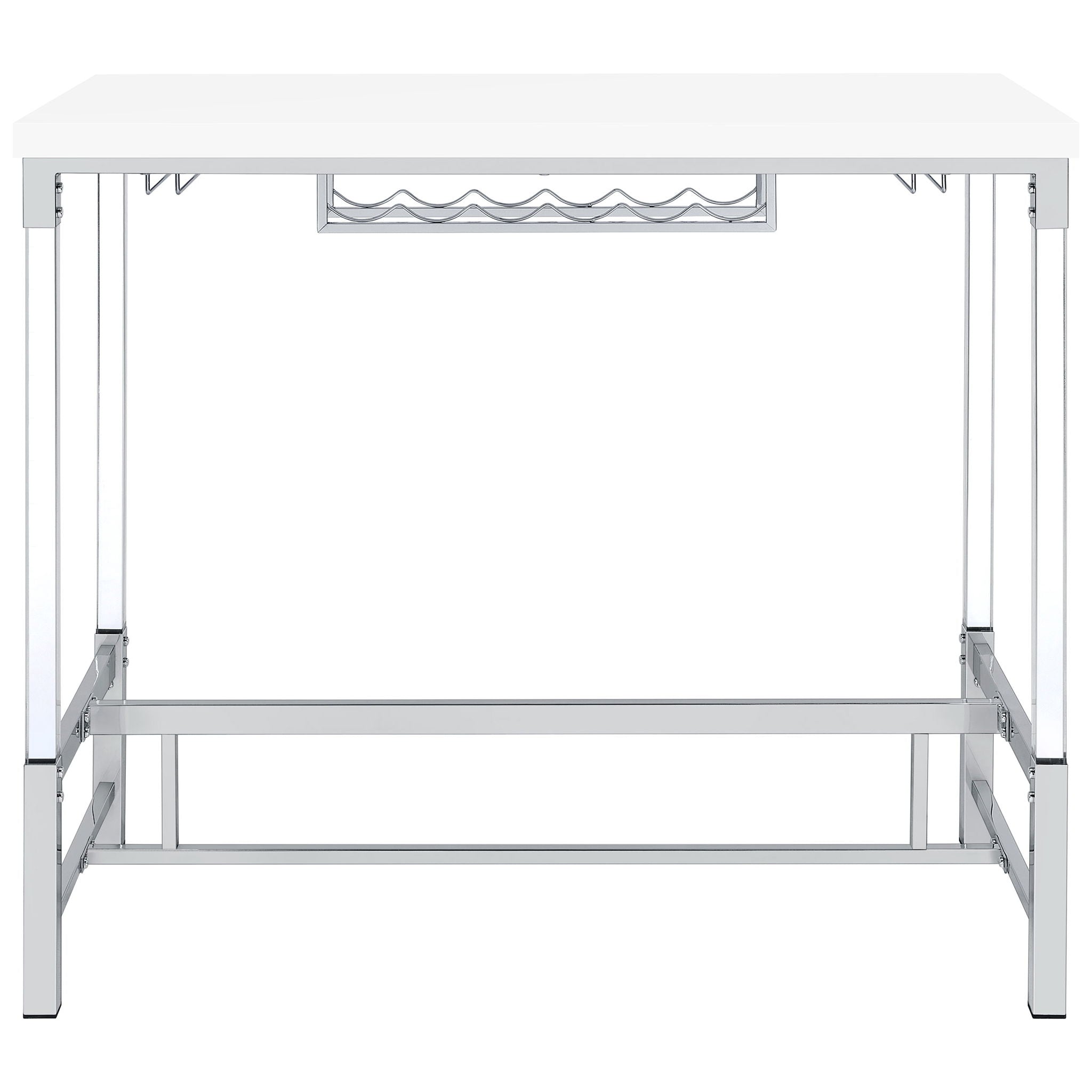 Tonneson - Bar Table With Trestle Base And Wine Storage - White