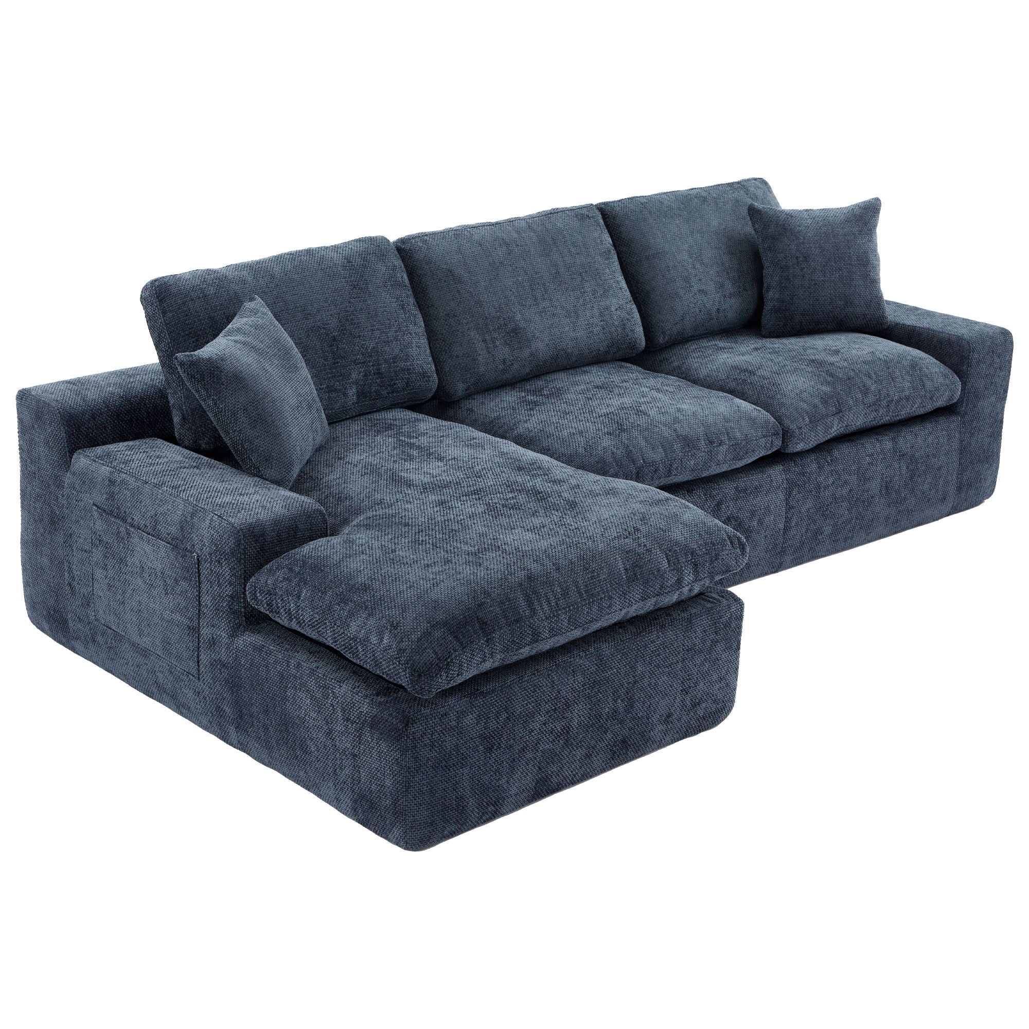 Cloud Sectional Sofa With Double Layer Cushion And Side Pockets, Free-Combined