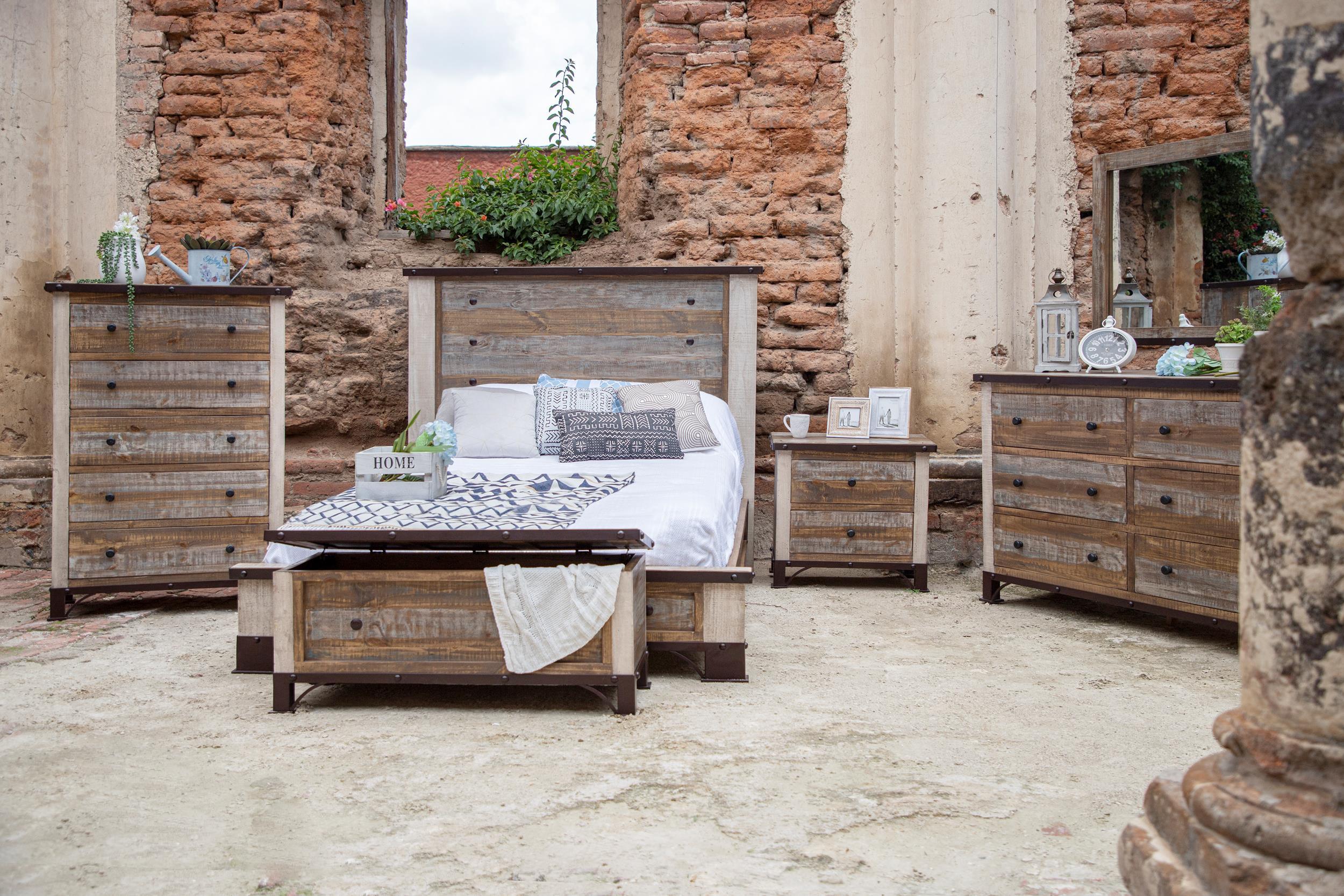 International Furniture Direct Antique - Dresser With 6 Drawer / 1 Door - Multicolor | Meri Furniture