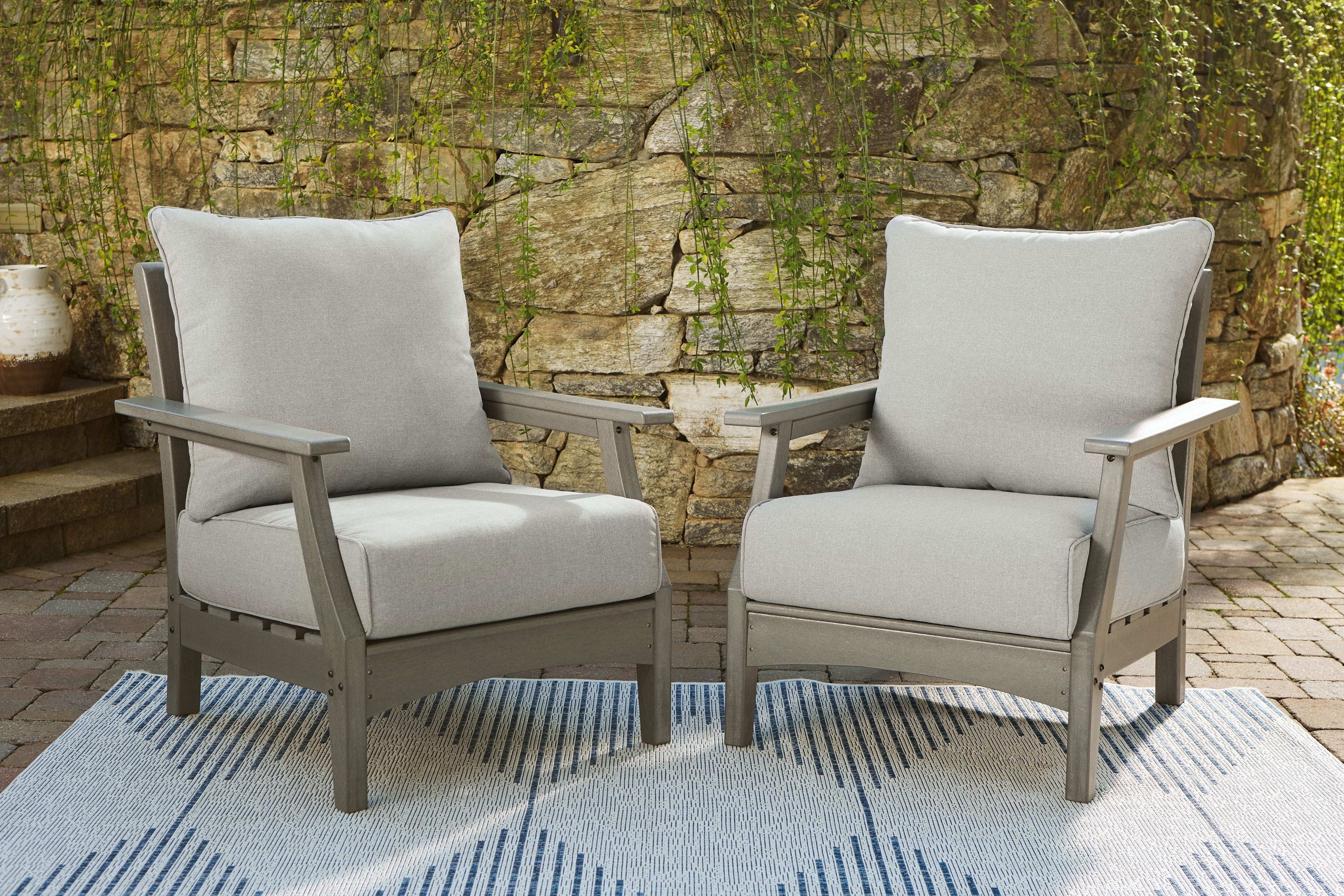 Signature Design by Ashley® Visola - Gray - Lounge Chair W/Cushion (Set of 2) | Meri Furniture