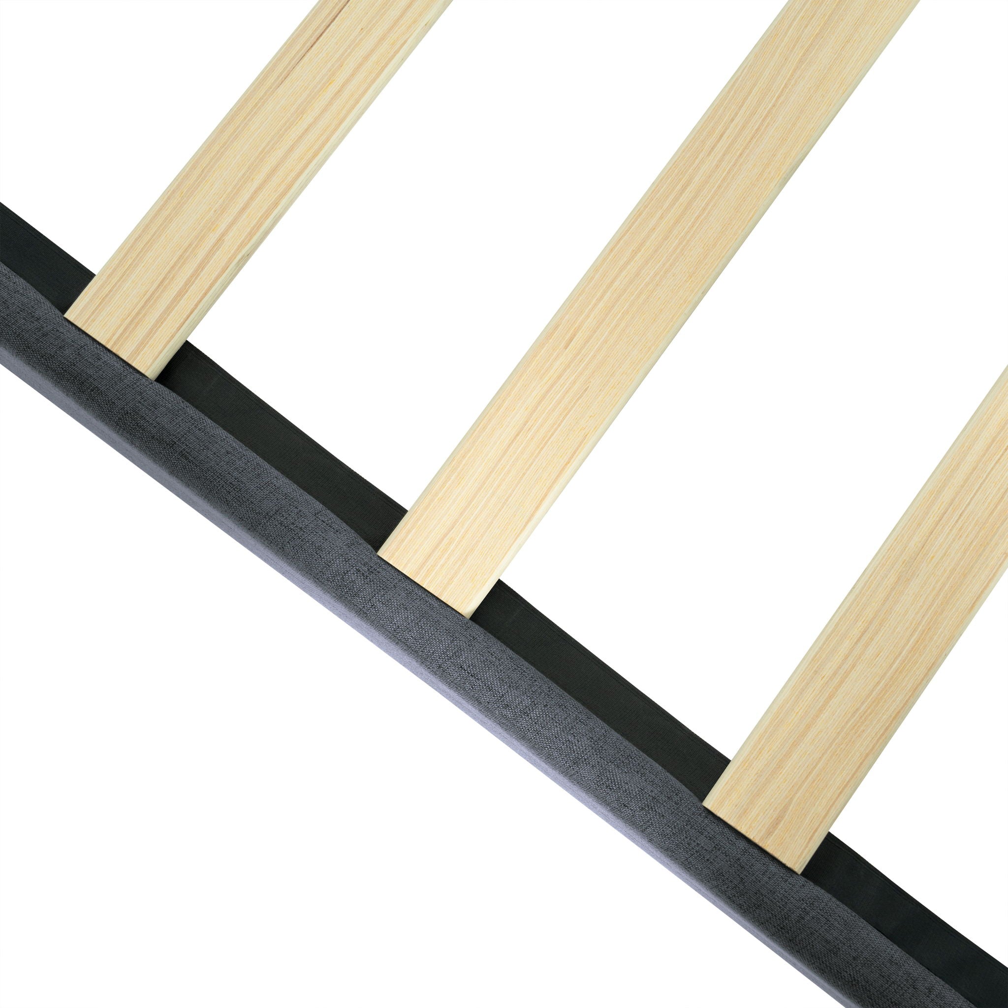 Queen Size Upholstered Platform Bed Frame With Button Tufted Linen Fabric Headboard - Dark Gray