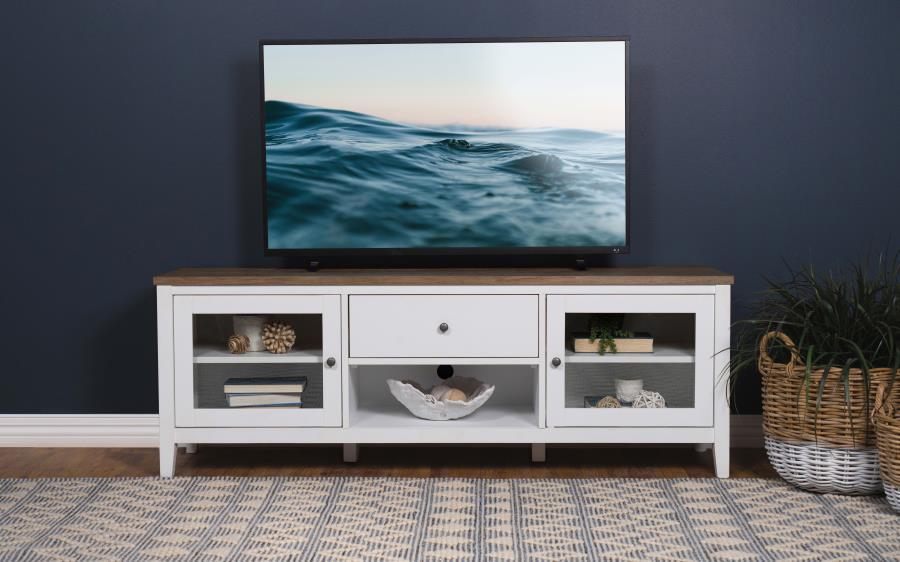 Coaster Fine Furniture Hollis - 2 Door Wood TV Stand With Drawer - Brown And White | Meri Furniture