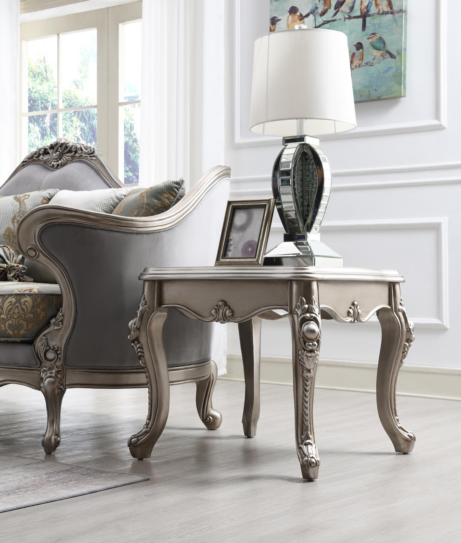T198 - Coffee Table & 2 End Tables - Pearl Silver