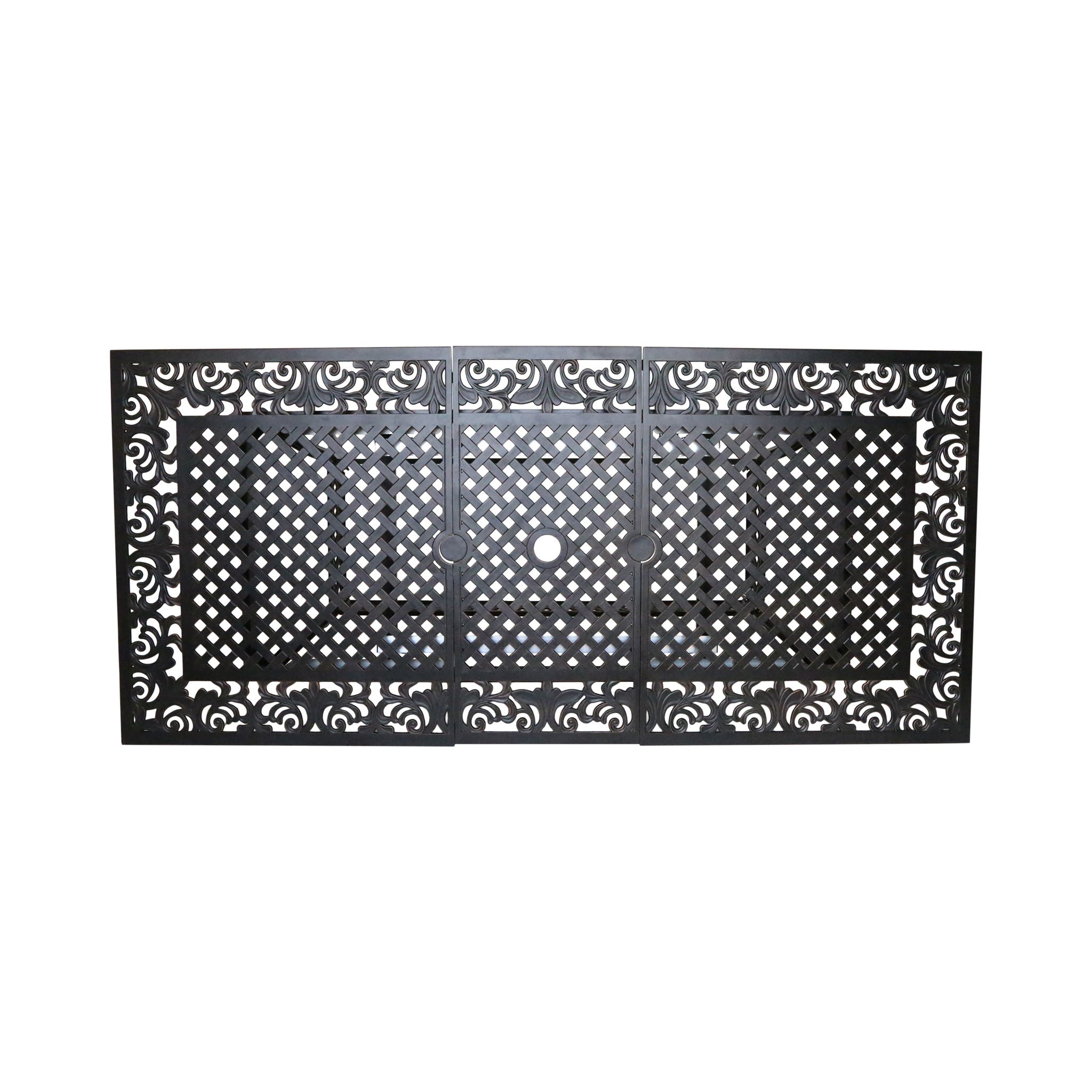 Outdoor Extendable Aluminum Dining Table With Pattern Table Top And Curved Legs - Copper