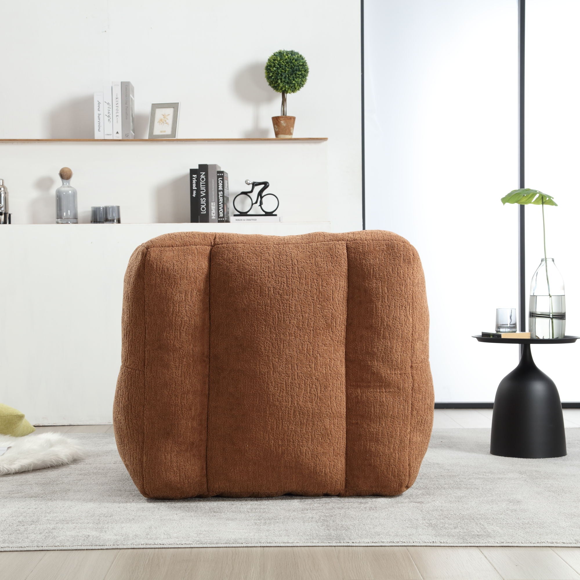 Modern Indoor Fluffy Bean Bag Chair With Memory Foam And Ottoman, Super Soft