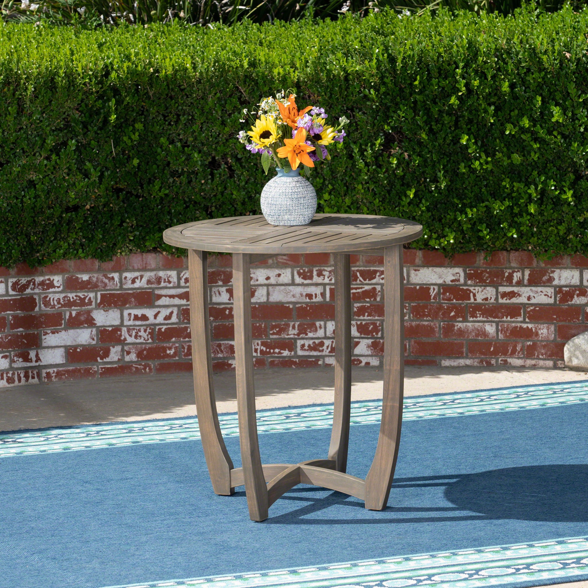 Hermosa - Rustic Circular Bistro Table - Gray