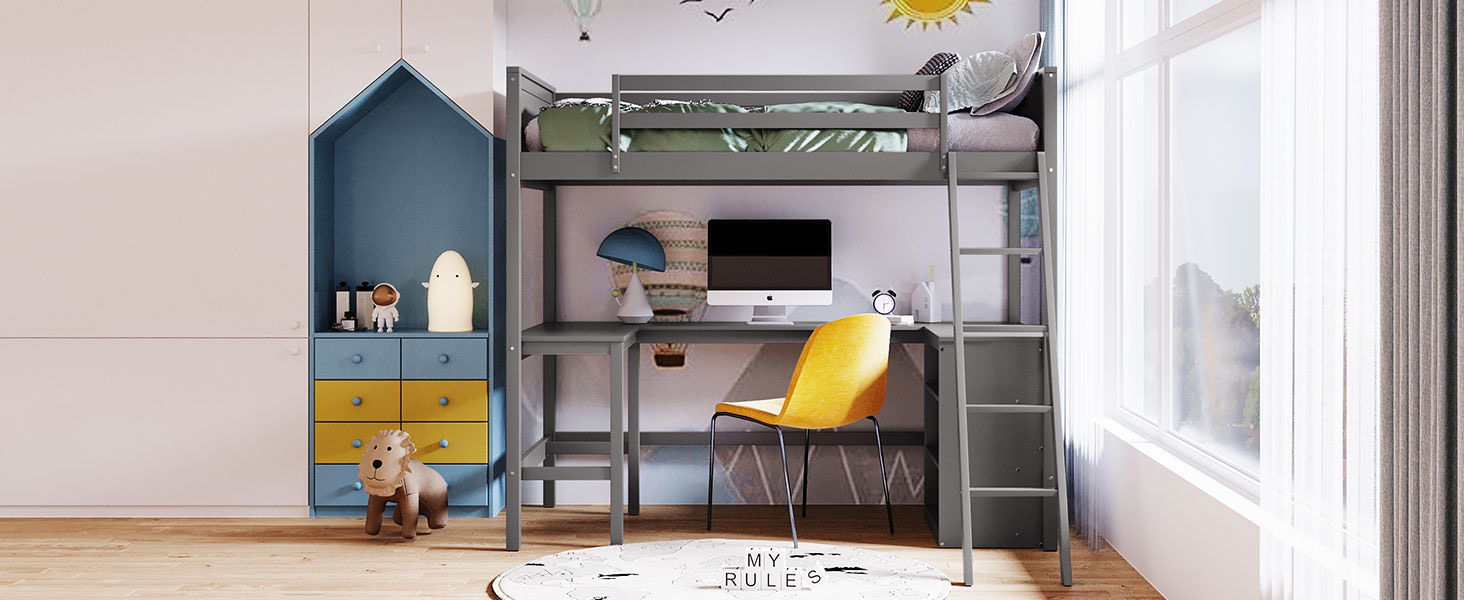 Loft Bed With Shelves With Desk