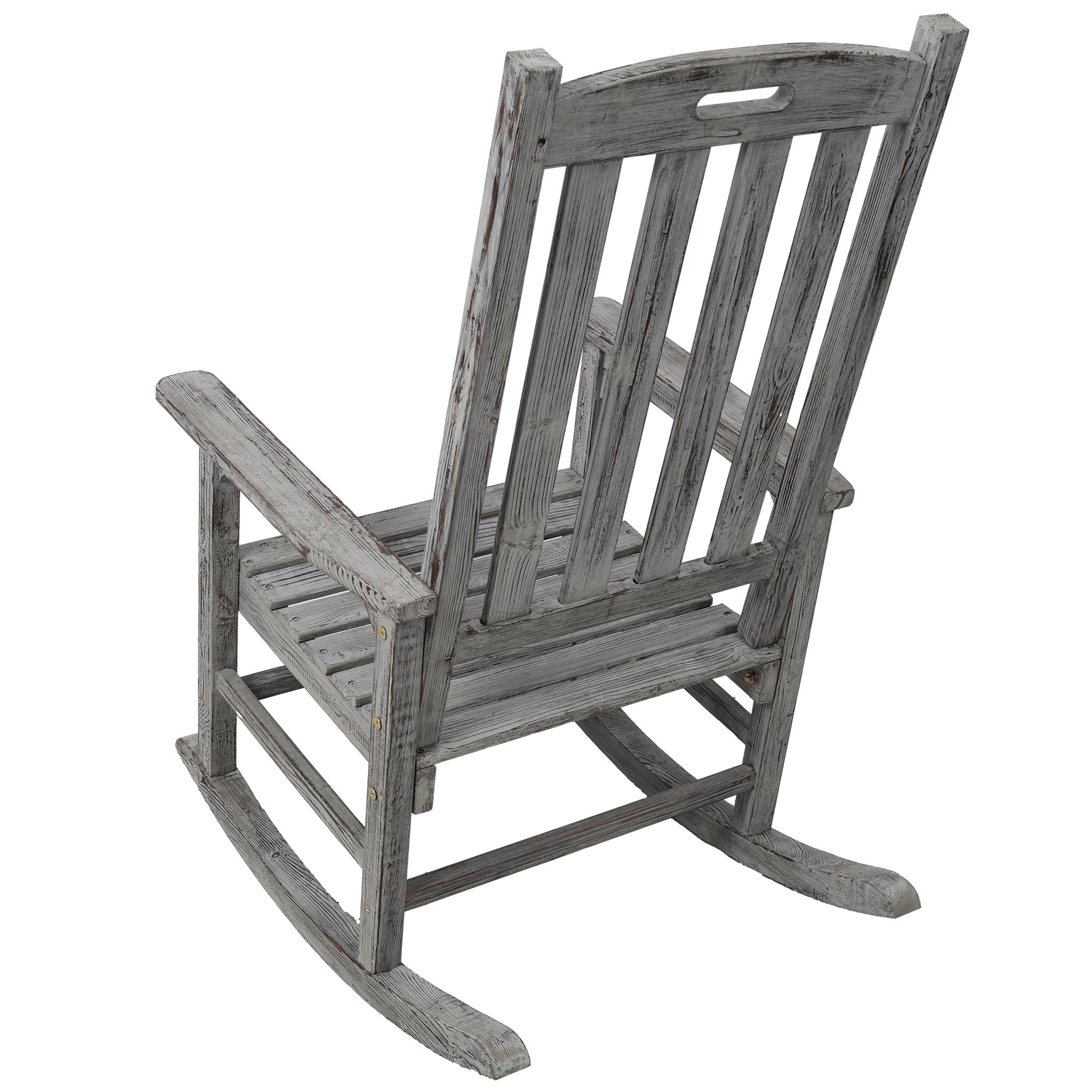 Oversized Porch Rocker Chair With Wide Seat And Tall Backrest