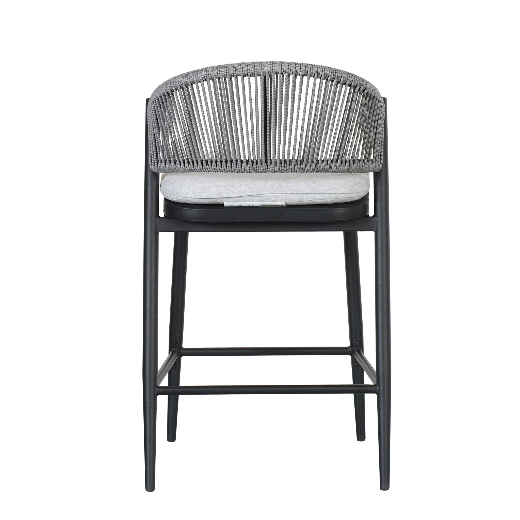 Outdoor 26" Counter Height Metal Frame Counter Stools With Scallop Shaped Backrest & Water Resistant Cushions