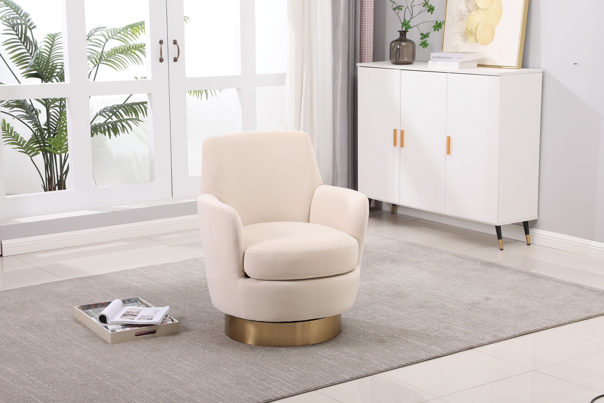 Teddy Swivel Barrel Chair, Swivel Accent Chairs Armchair For Living Room