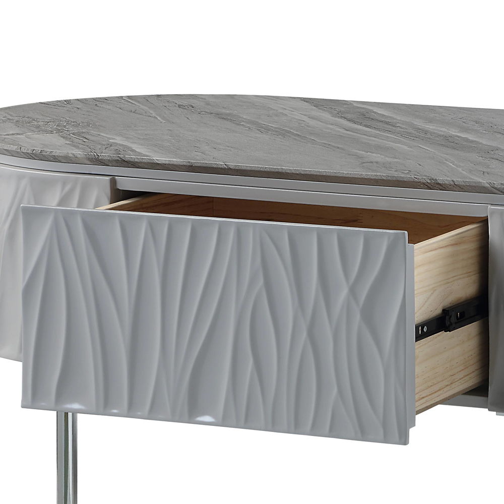 Yukino - Coffee Table - Gray High Gloss & Chrome