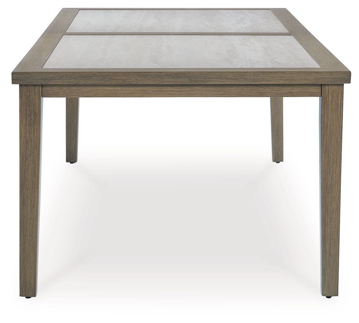 Signature Design by Ashley® Rainier Ranch - Brown / Beige - Rectangle Dining Table With Umbrella Option | Meri Furniture