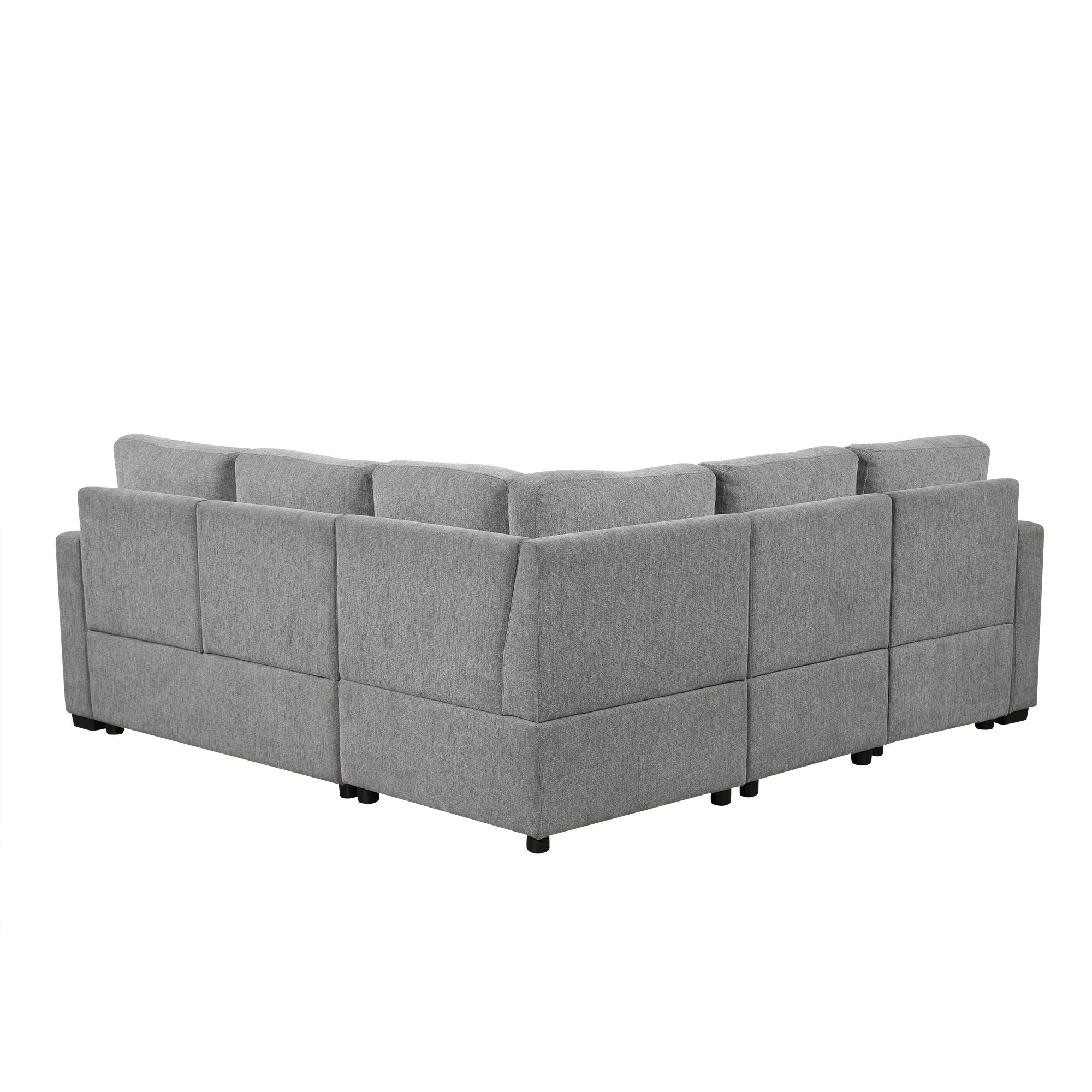Sectional Sofa Convertible Pull-Out Sofa Bed With A Movable Storage Ottoman For Living Room
