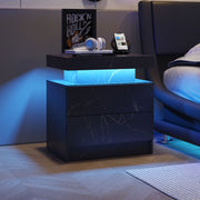 Nightstand LED, Bedside Table Cabinet With 2 Drawers For Bedroom