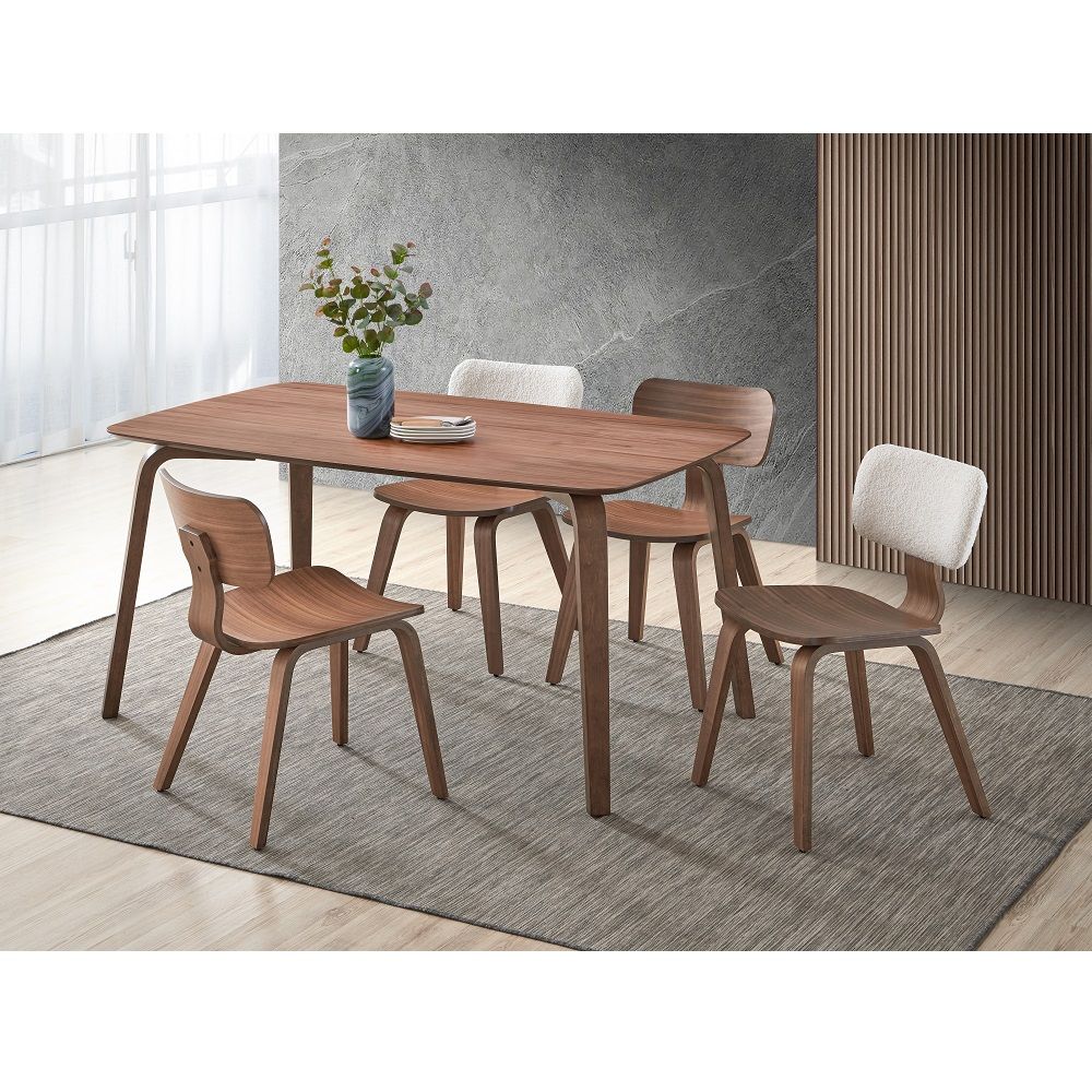 ACME Fixed Table Top Bent Wood Legs Design Natural Finish Style Wooden Legss | Meri Furniture