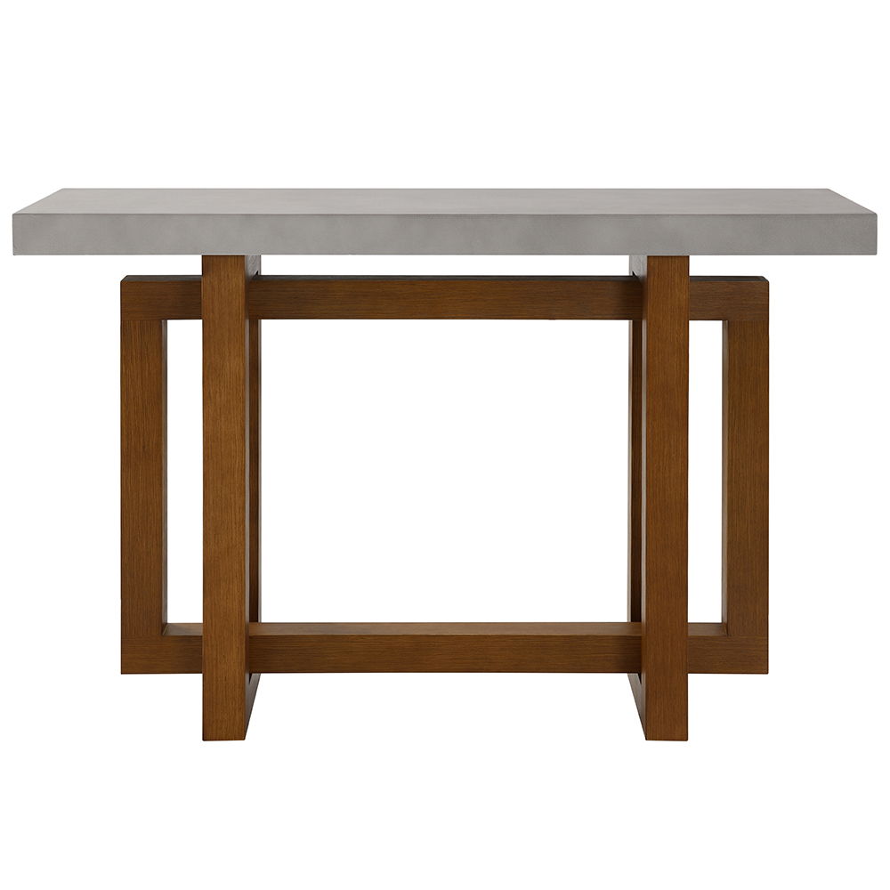 ACME Keven - Sofa Table - Faux Concrete Top & Walnut Finish | Meri Furniture
