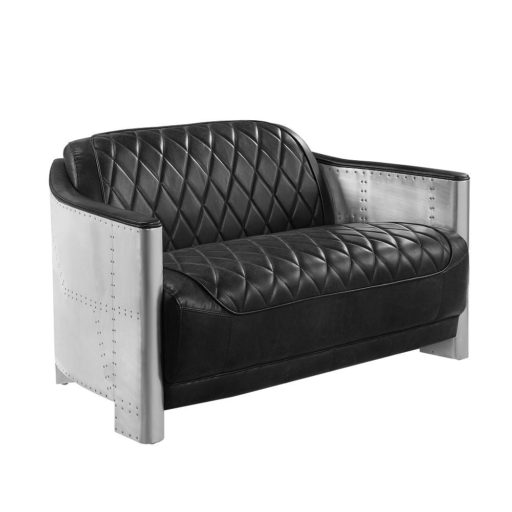 ACME Sedna - Loveseat - Espresso & Aluminum | Meri Furniture