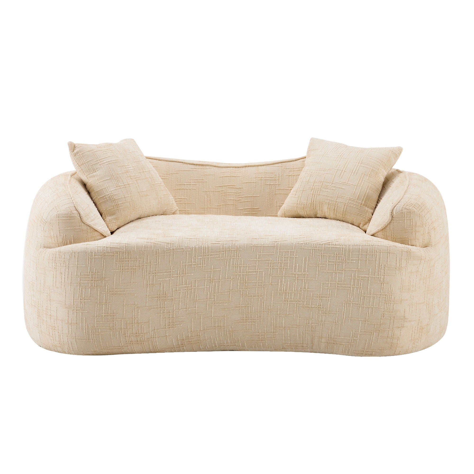 Curved 2 Person Compress Sofa With Armrests, Includes Pillows