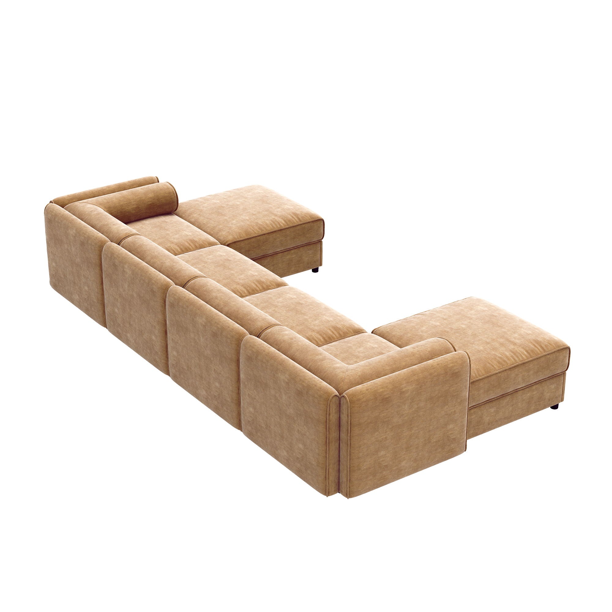 Contemporary Elegant White Chenille Sofa With Storage And Ottoman