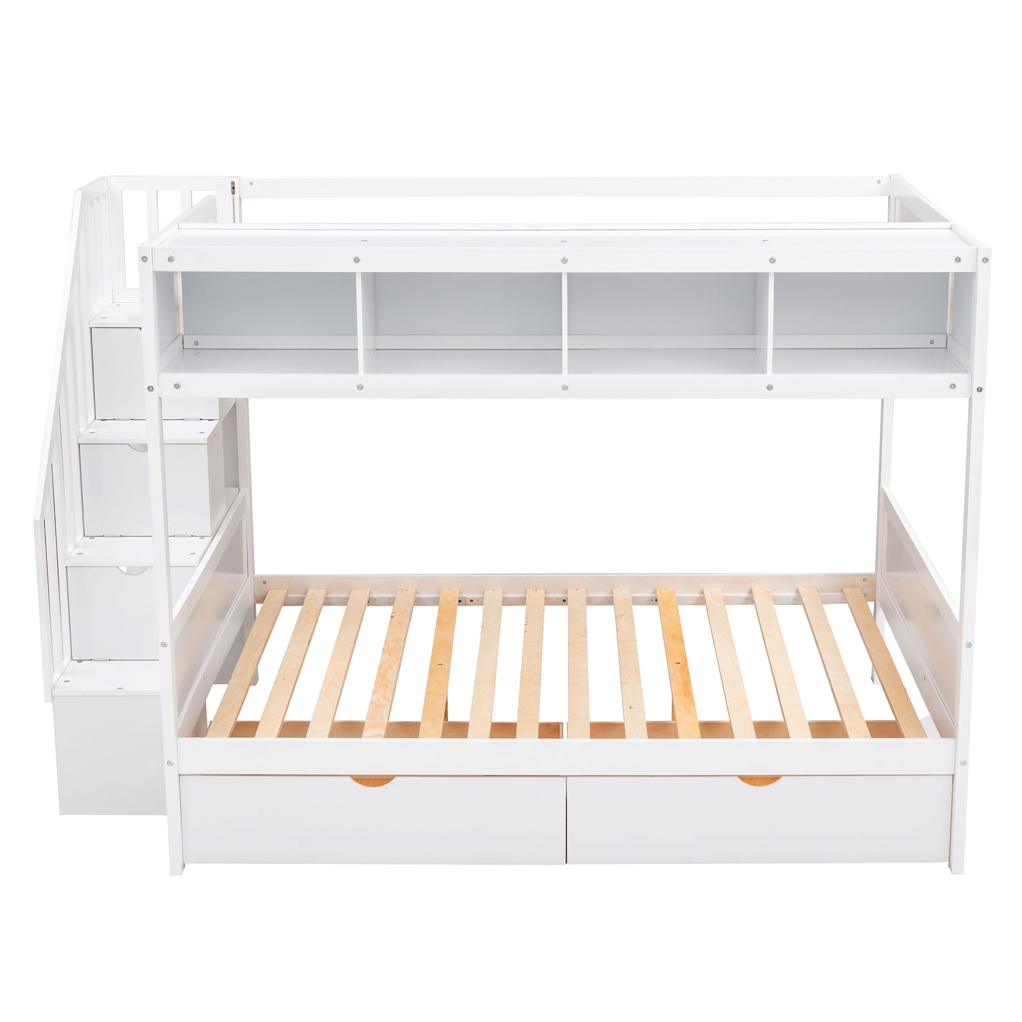 Bunk Bed With Shelfs, Storage Staircase And 2 Drawers