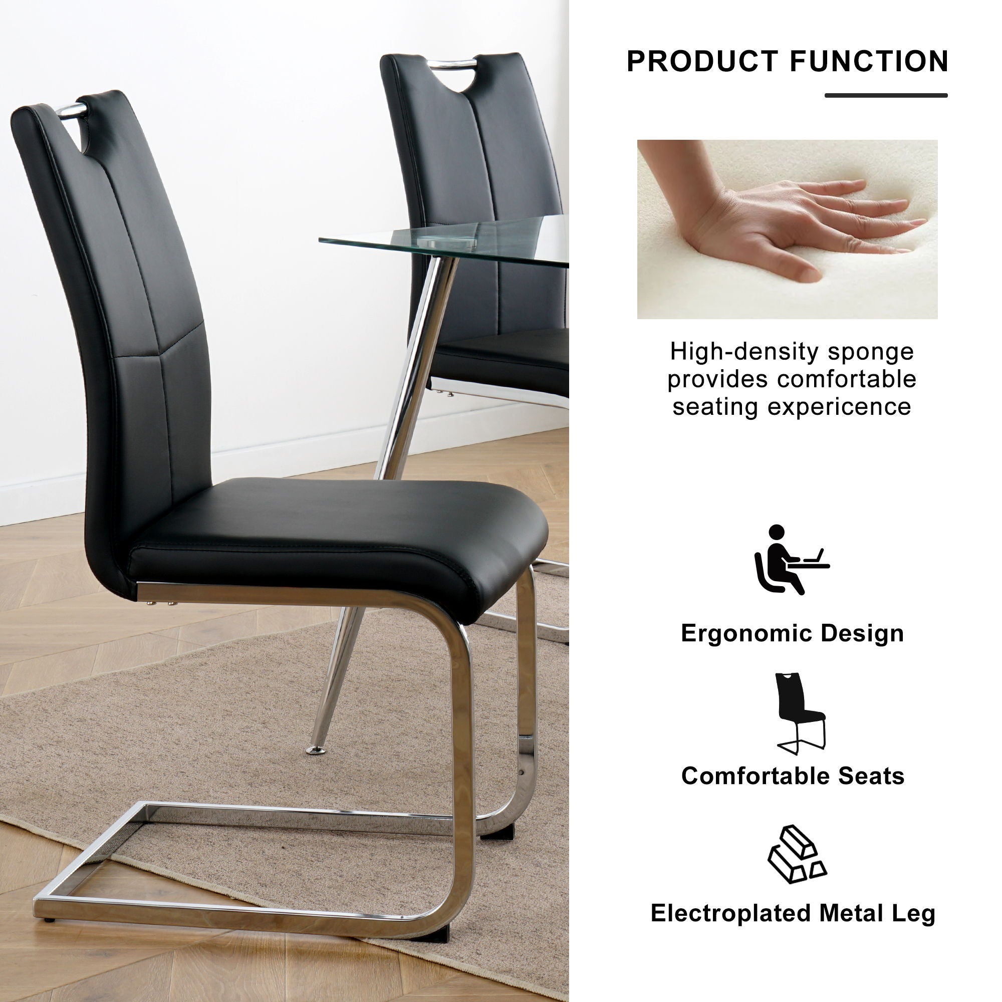 Modern Dining Chairs With Padded Seat And Metal Legs