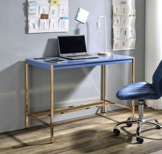 ACME Rectangular Writing Desk No Storage : Finish Metal Base. | Meri Furniture