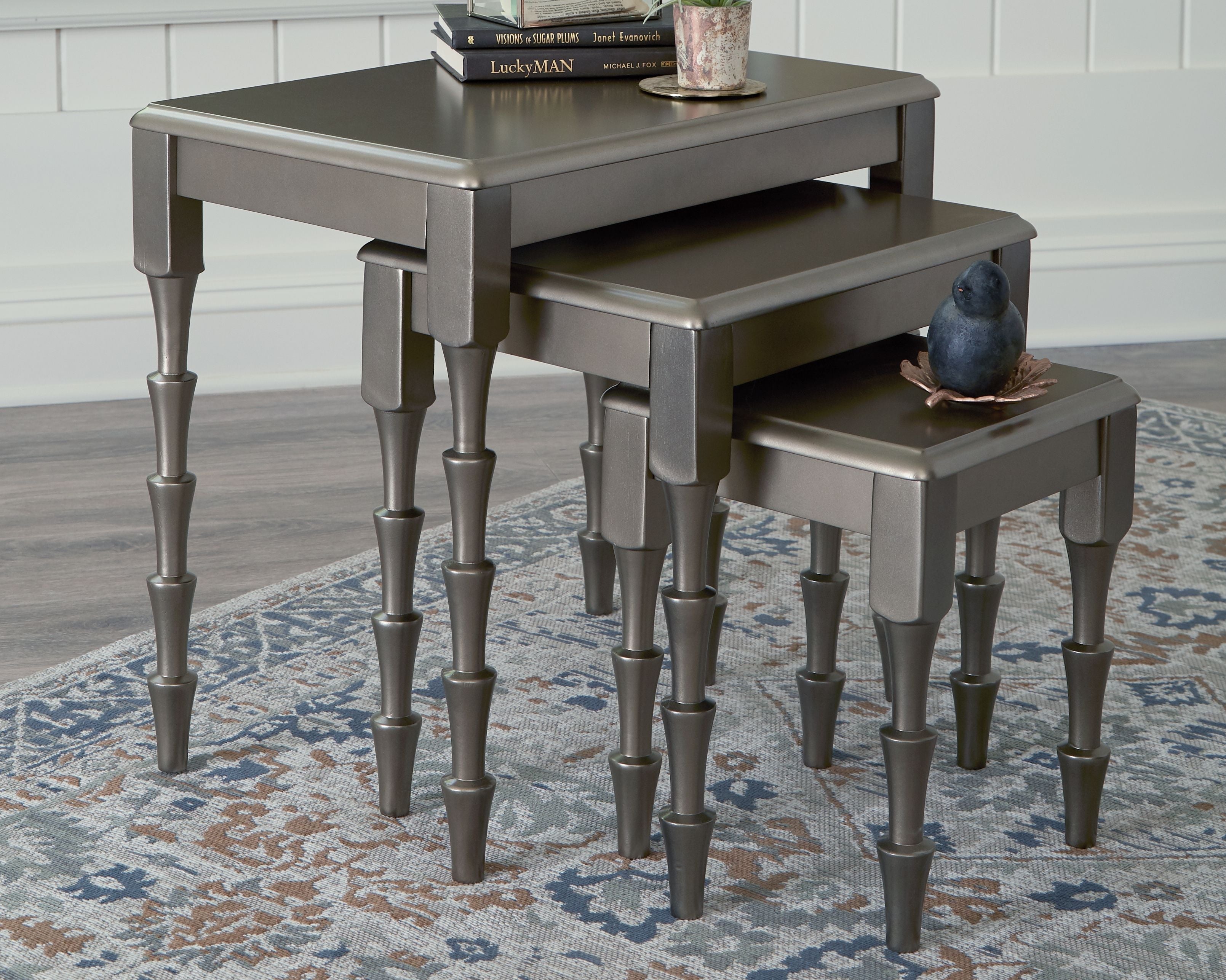 Ashley Furniture Larkendale - Metallic Gray - Accent Table Set (Set of 3) | Meri Furniture
