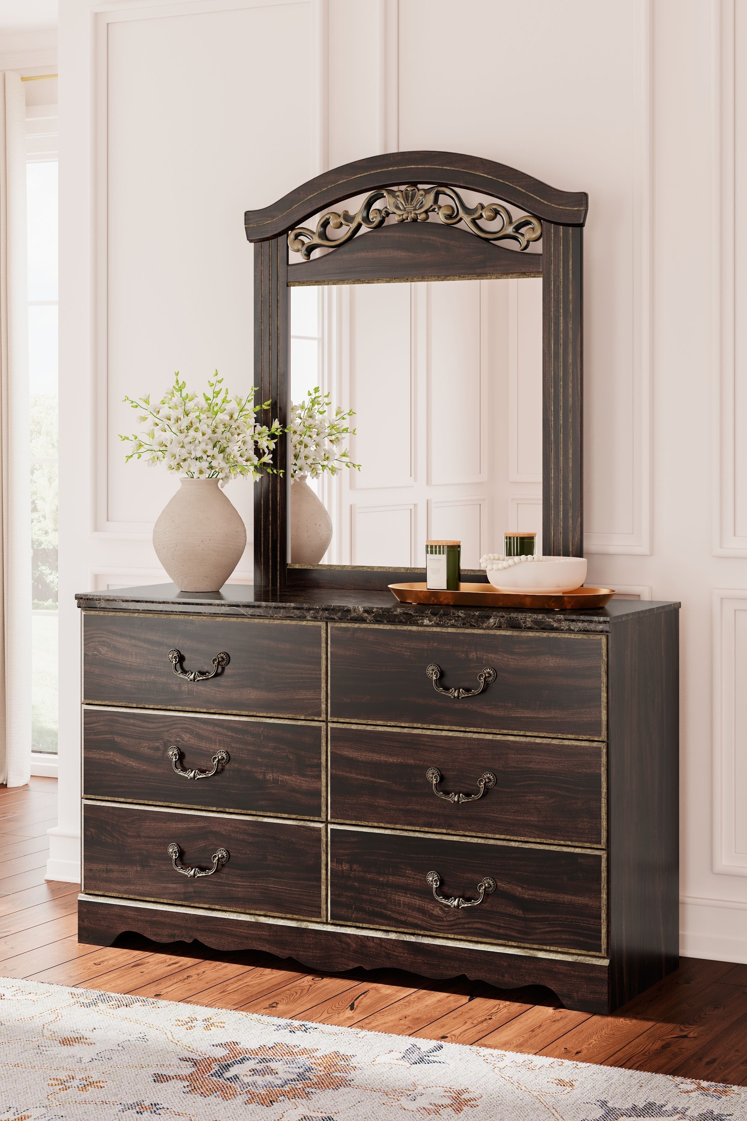 Signature Design by Ashley® Glosmount - Two-tone - Dresser And Mirror | Meri Furniture