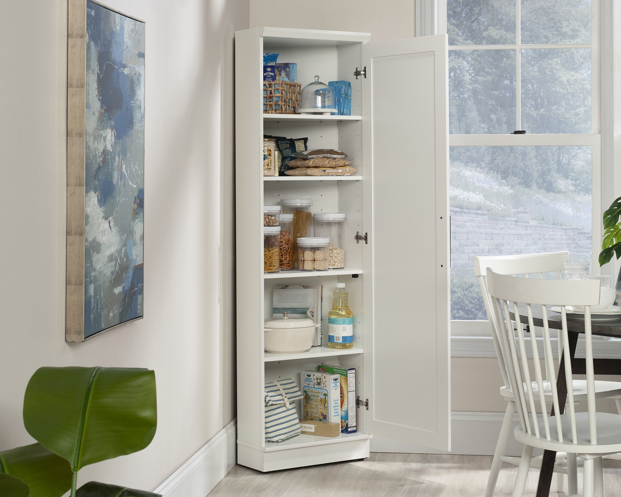 5-Shelf Corner Storage Cabinet in Soft White
