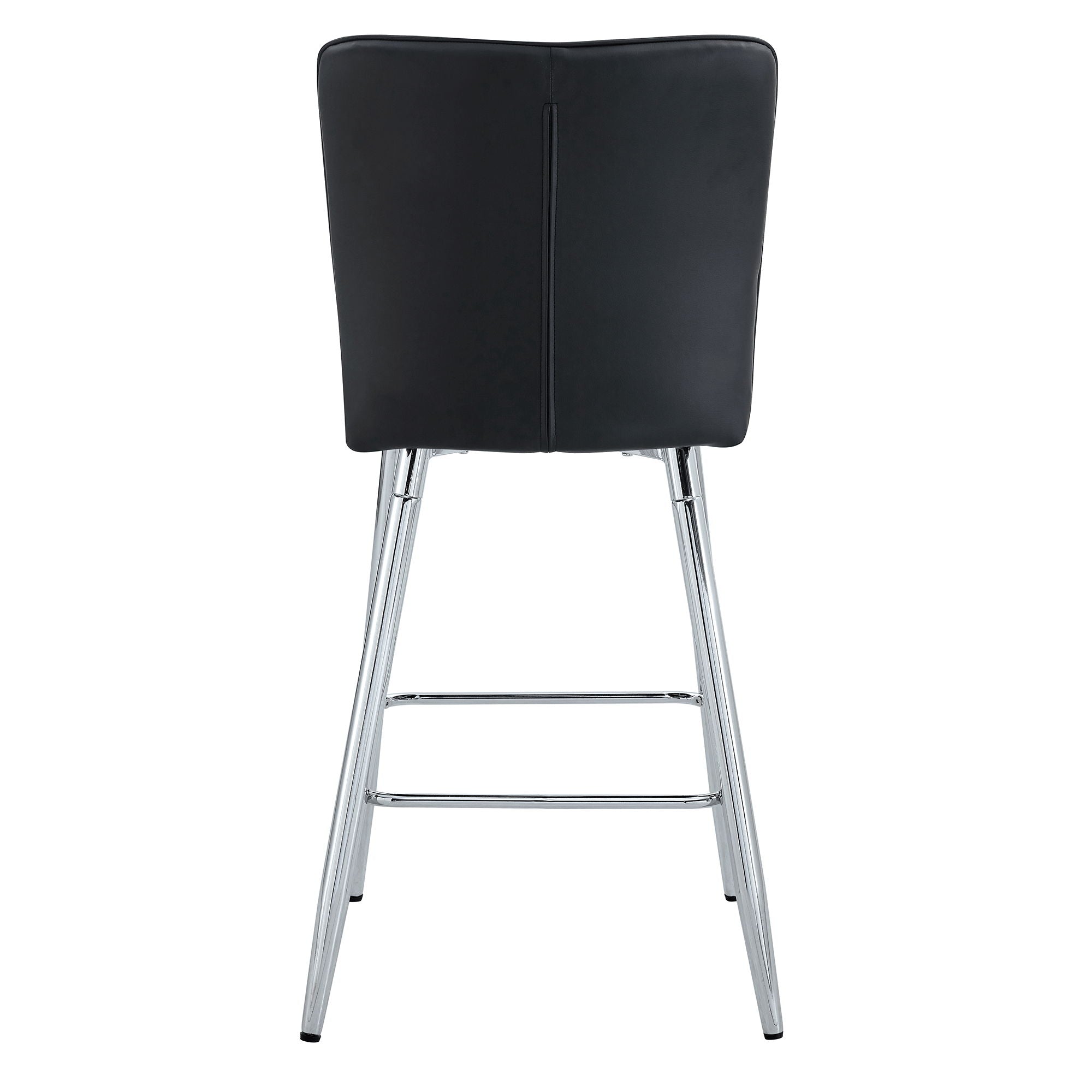 Modern Bar Chair Set Streamlined Backrest Metal Legs 2 Pieces - Black / Silver