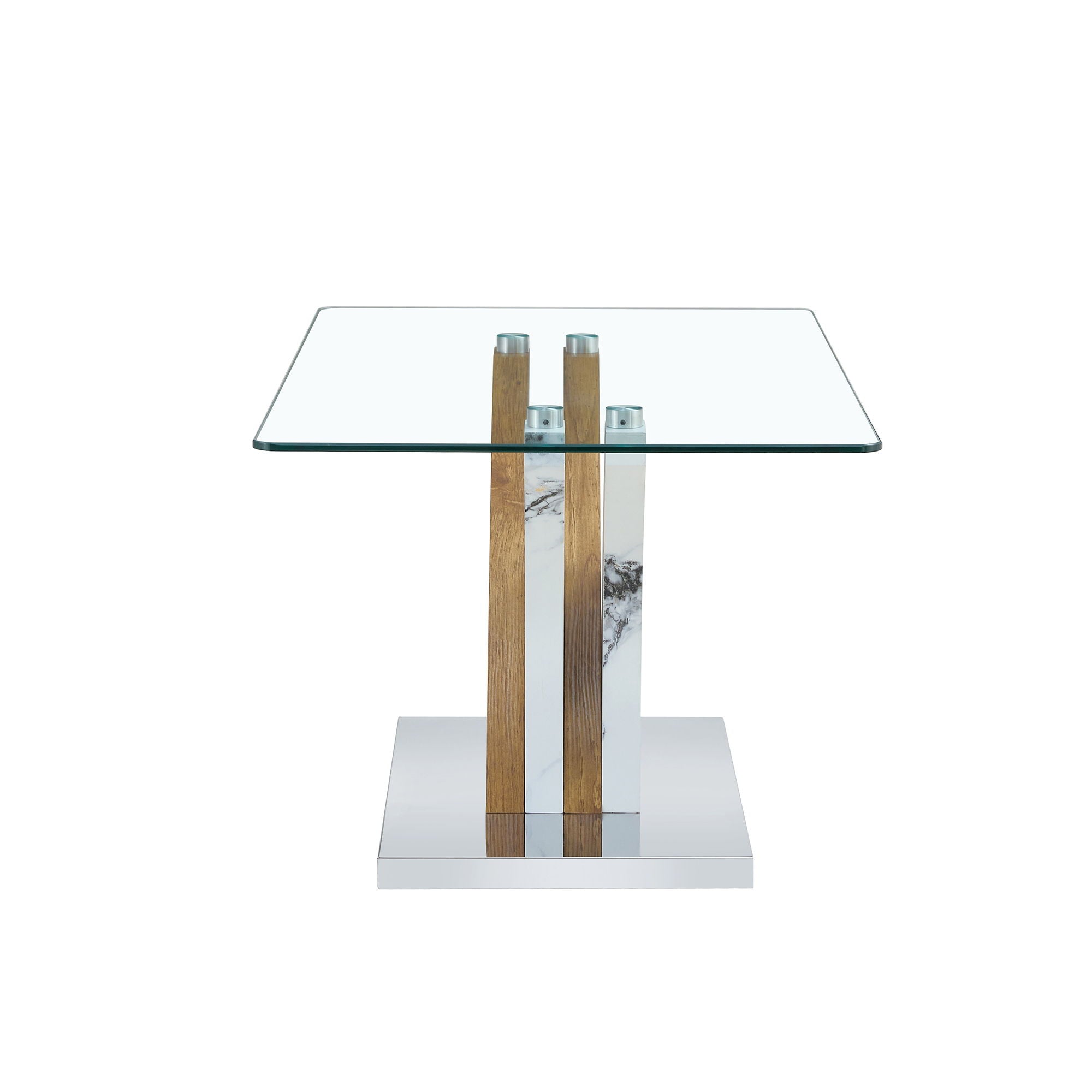 Artistic Rectangular Coffee Table With Tempered Glass Countertop