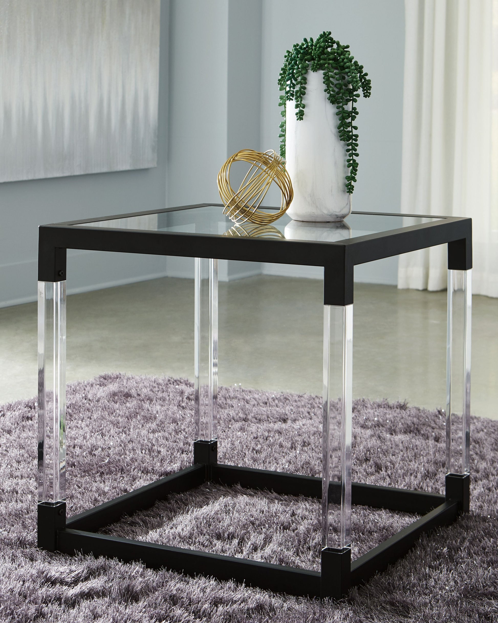 Ashley Furniture Nallynx - Metallic Gray - Square End Table | Meri Furniture