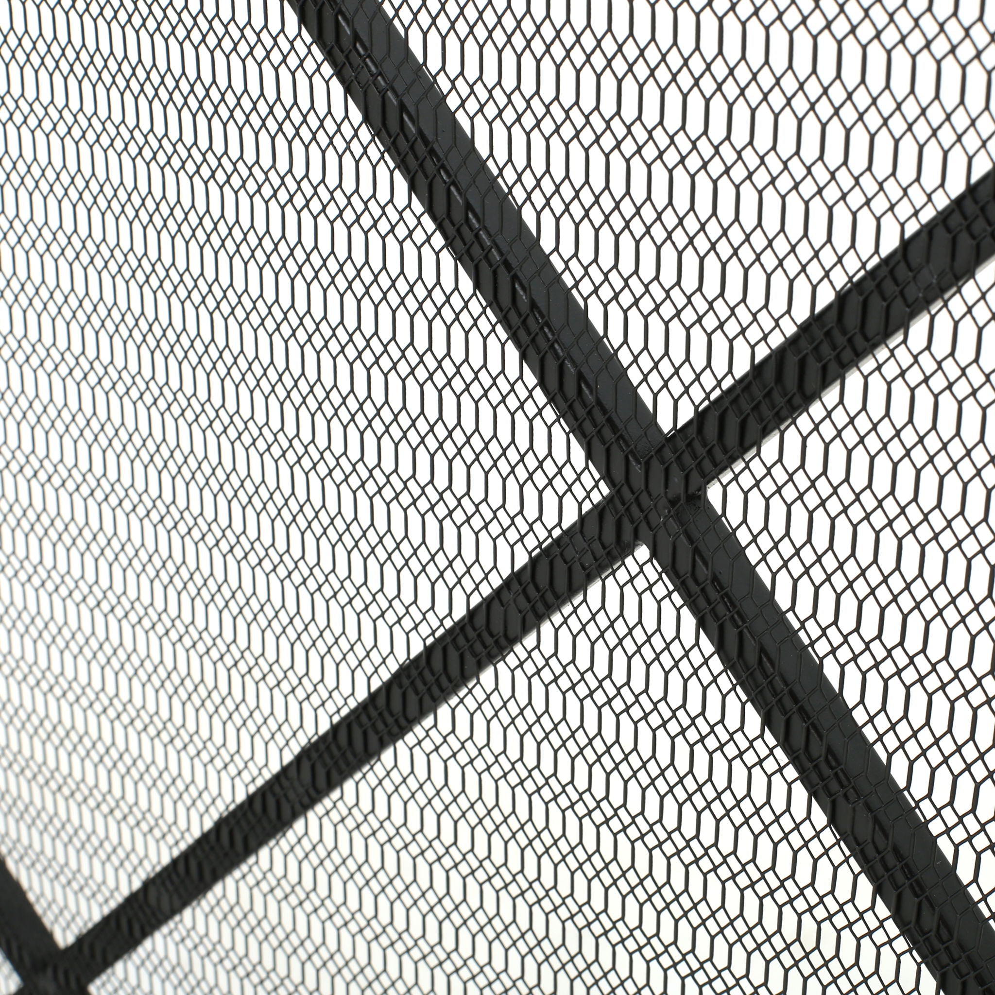 Minimalist Single Panel Iron Fireplace Screen With Diamond Design