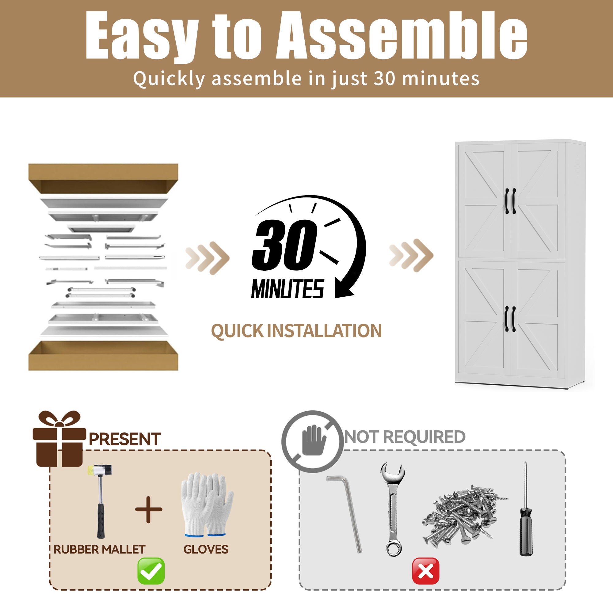 Kitchen Pantry Cabinet With Adjustable Shelves, Heavy Duty Storage - White