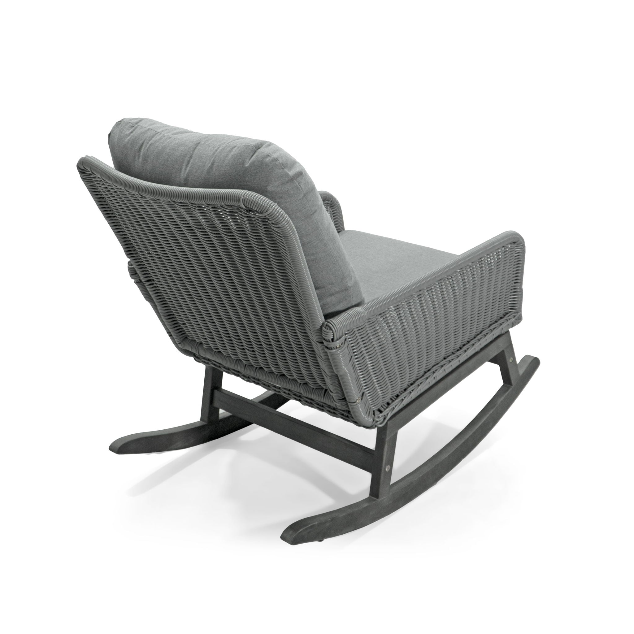 Contemporary Minimalist Wicker Rocking Chair With Soft Polyester Cushions