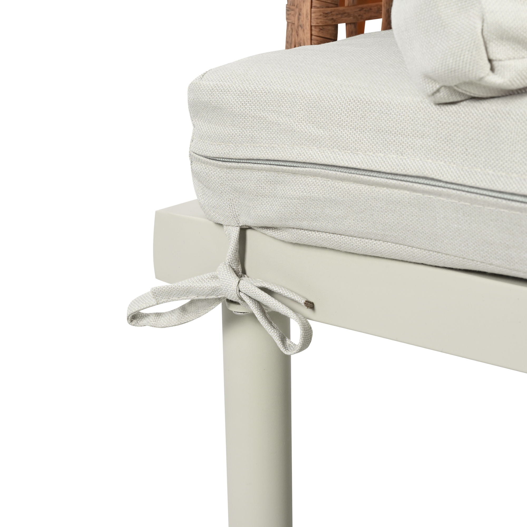 6 Piece Patio Set, Half Moon Outdoor Sectional Sofa With 2 High Low Coffee Tables, 4 Pillows & Cushions