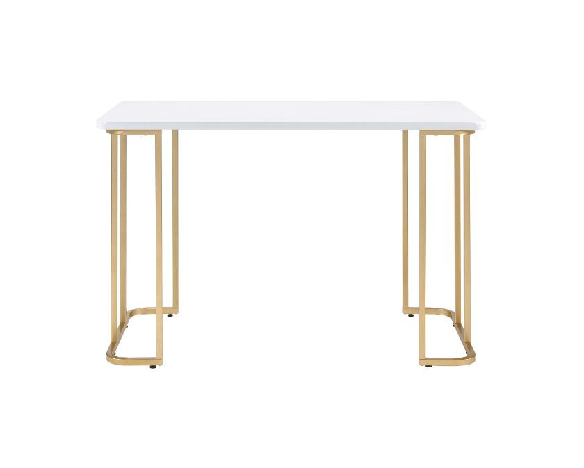 ACME Estie - Writing Desk - White & Gold Finish | Meri Furniture