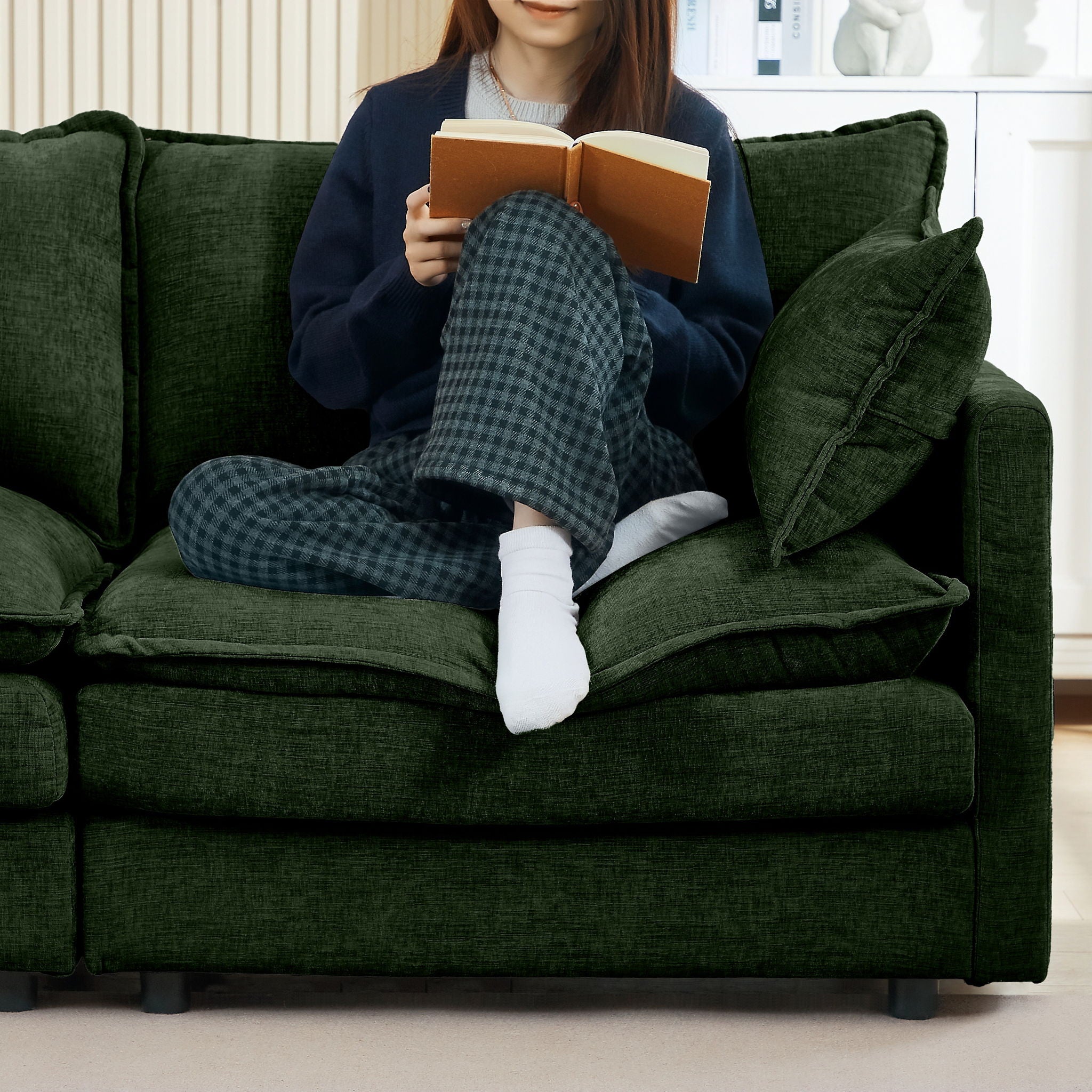 Modular L-Shaped Sectional Sofa With Movable Ottoman