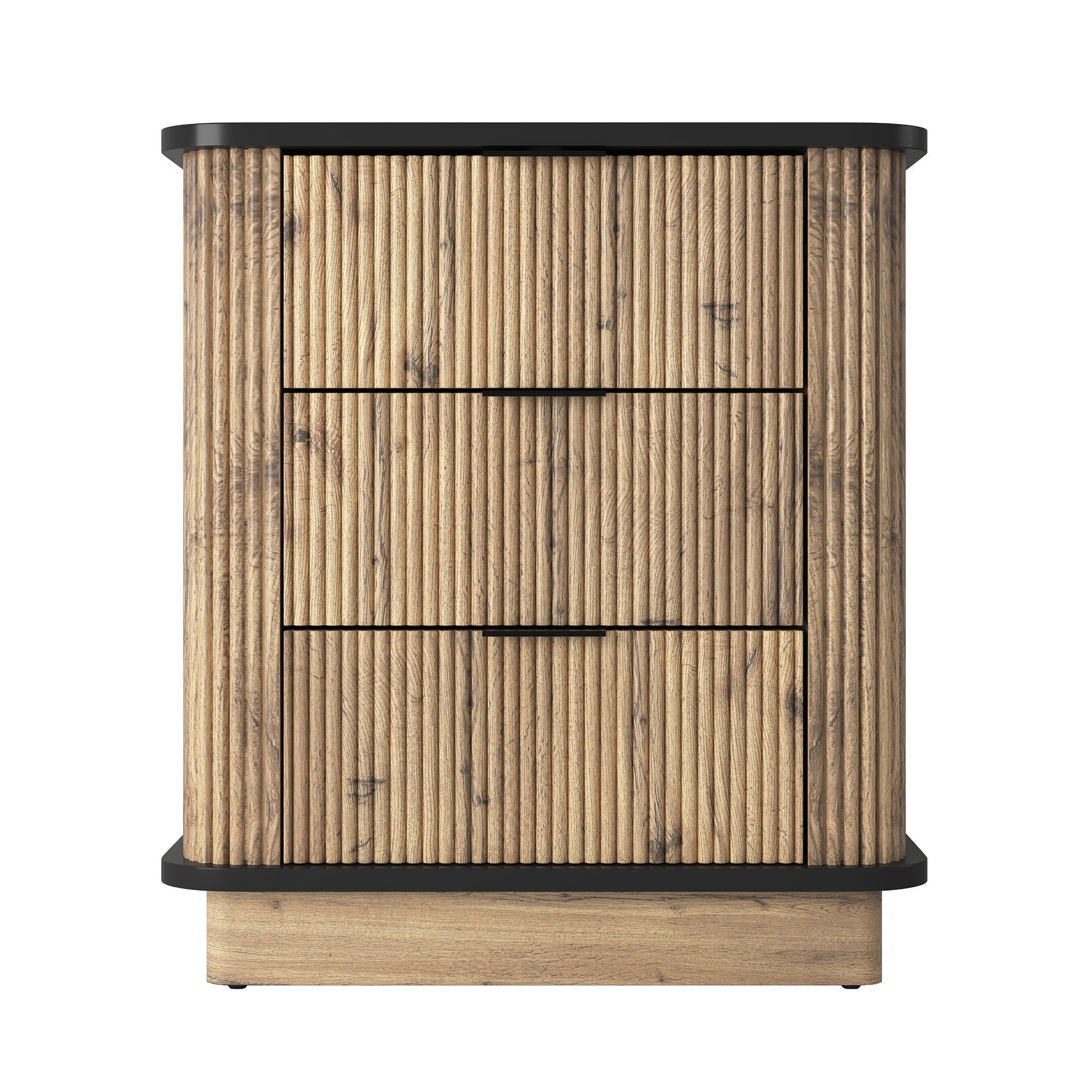 Multi Functional 3 Drawer Nightstand, Perfect For Storing Items Of Different Heights, A Perfect Combination Of Nature And Fashion - Black