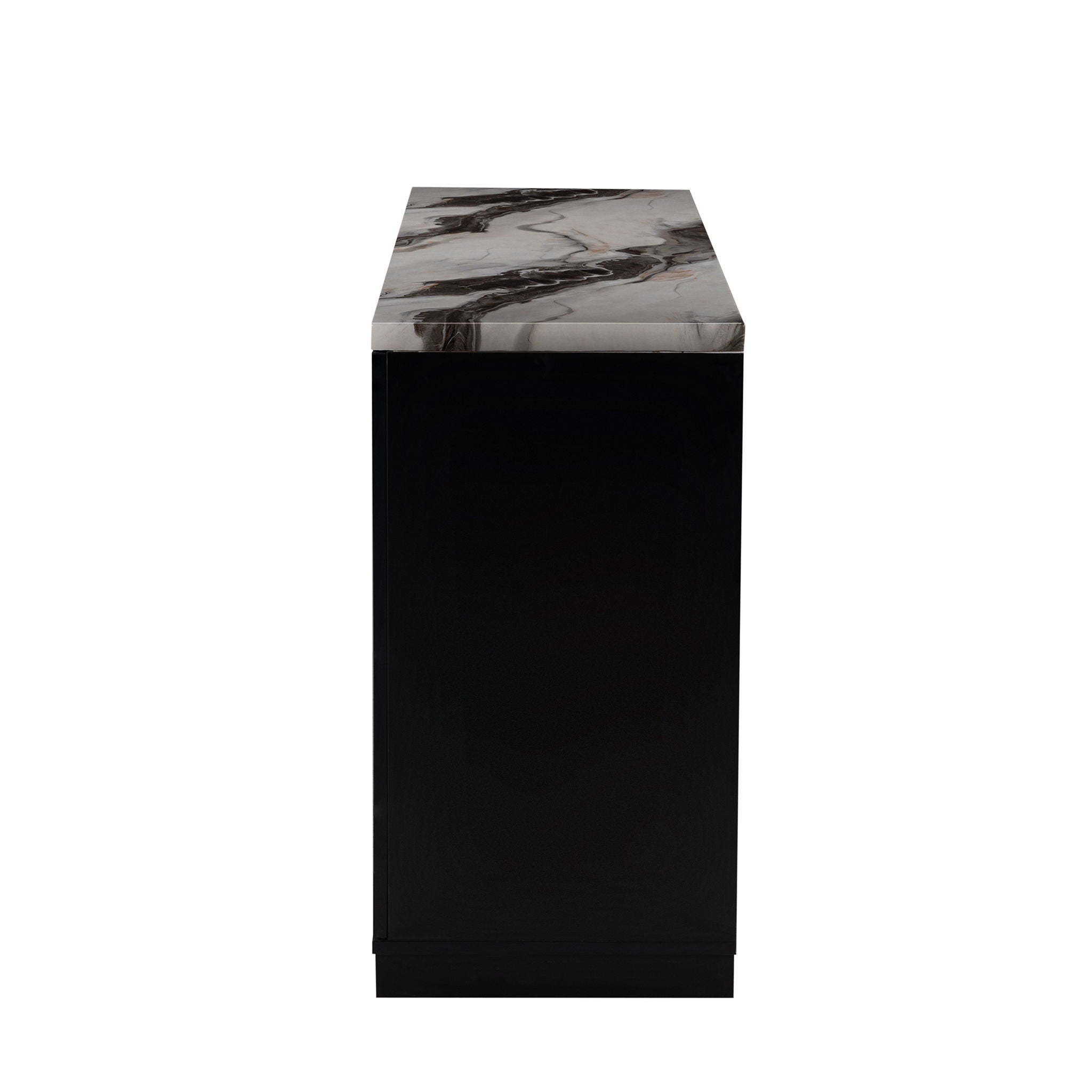 Stacey - Buffet With Storage Drawers And Marble Detailing - Black / Marble
