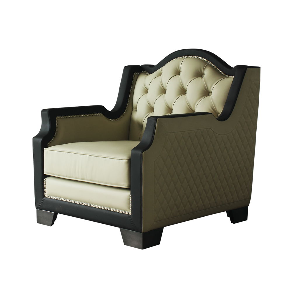 House - Beatrice Chair - Beige PU, Black PU & Charcoal Finish