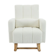 Accent Rocking Chair With Pillow, Spacious & Comfortable Seating For Living Room Or Bedroom - Cream White